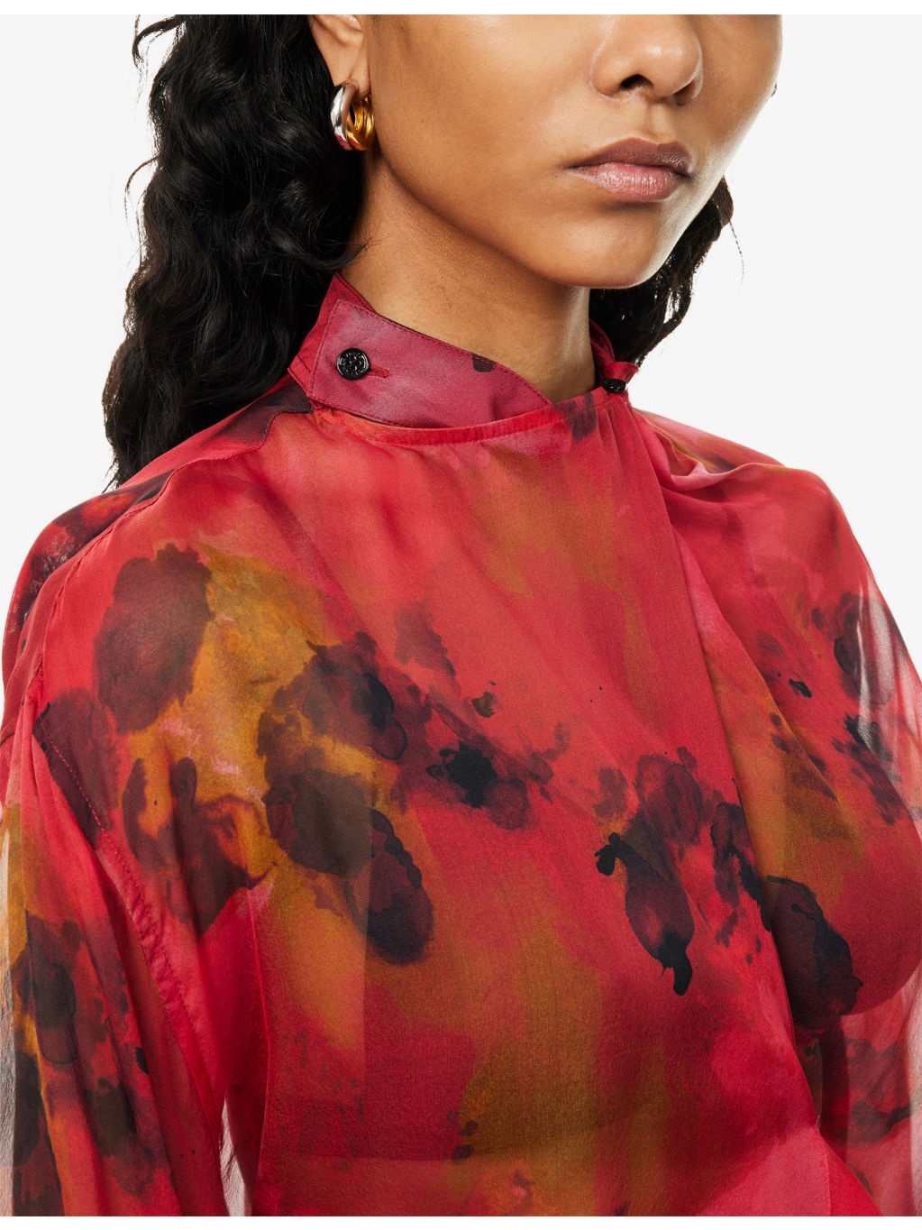 Drape Abstract-Print Silk Blouse - 5