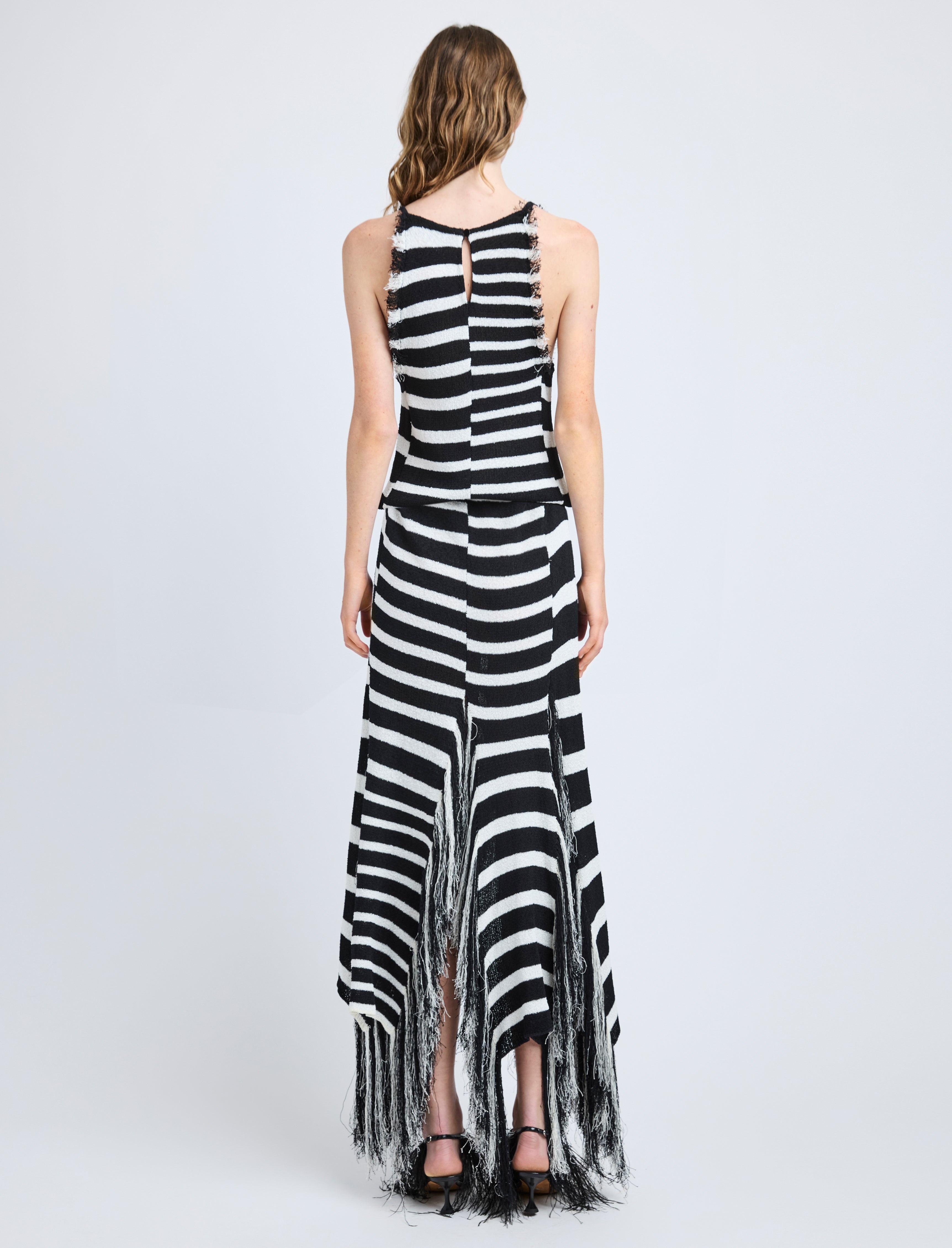 Yves Dress in Stripe Fringed Knit - 4