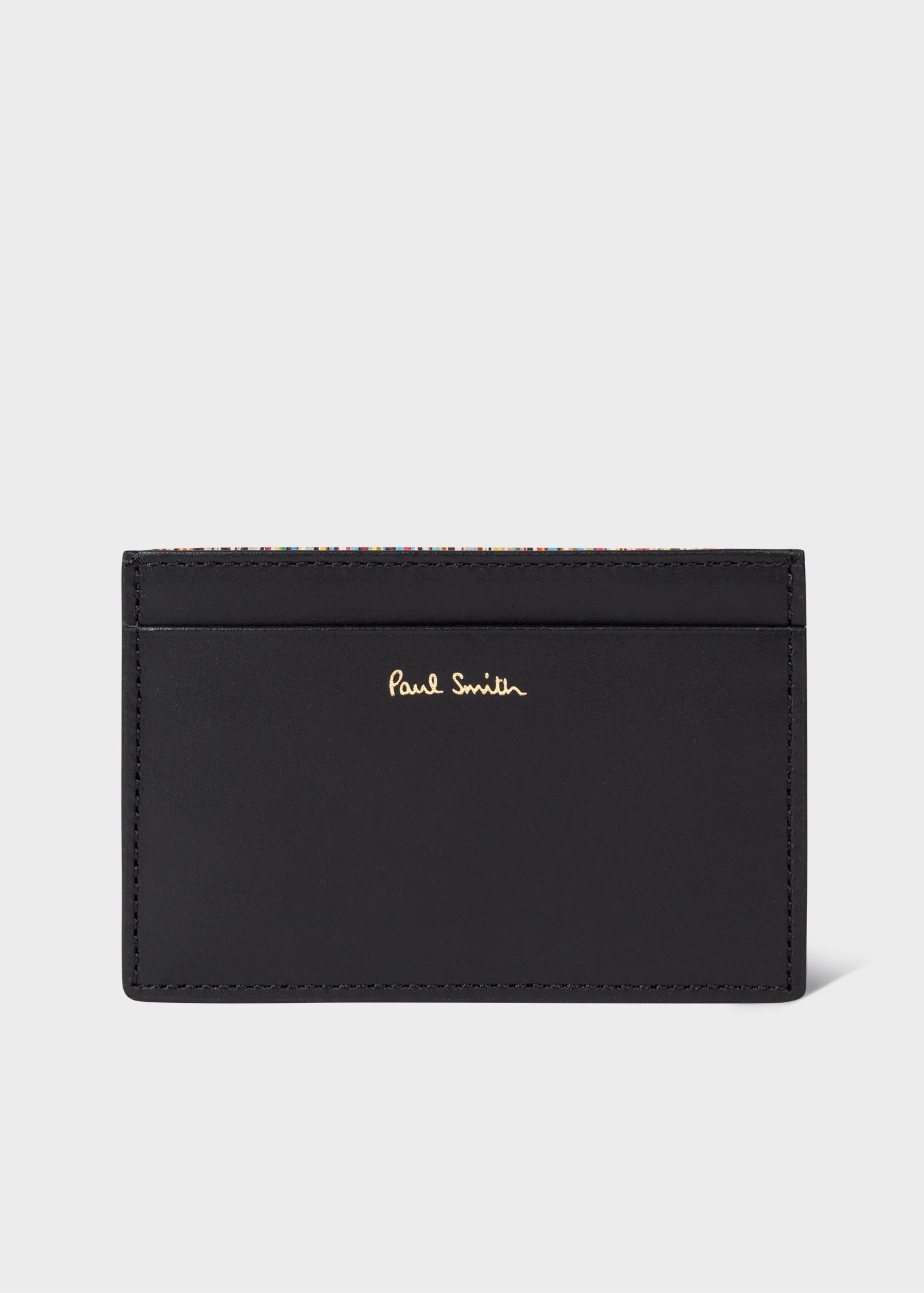 Black 'Signature Stripe' Leather Card Holder - 1