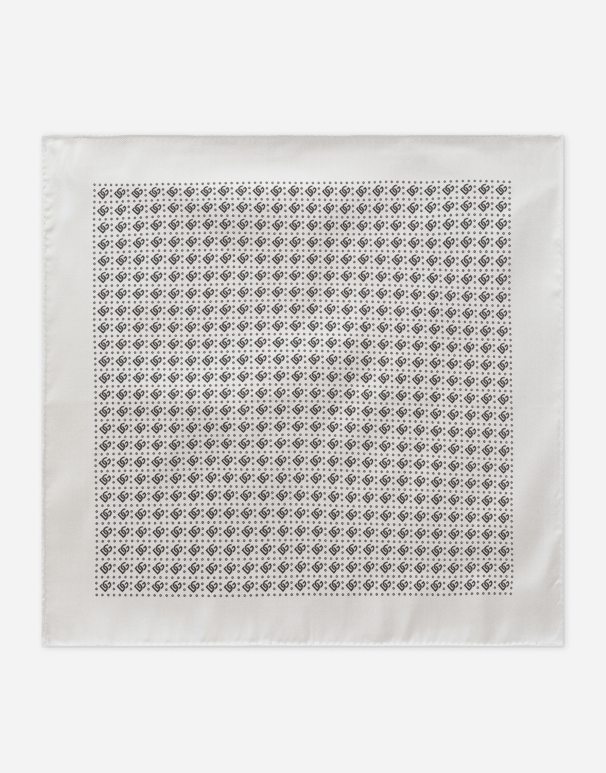 Silk jacquard pocket square with DG logo - 1