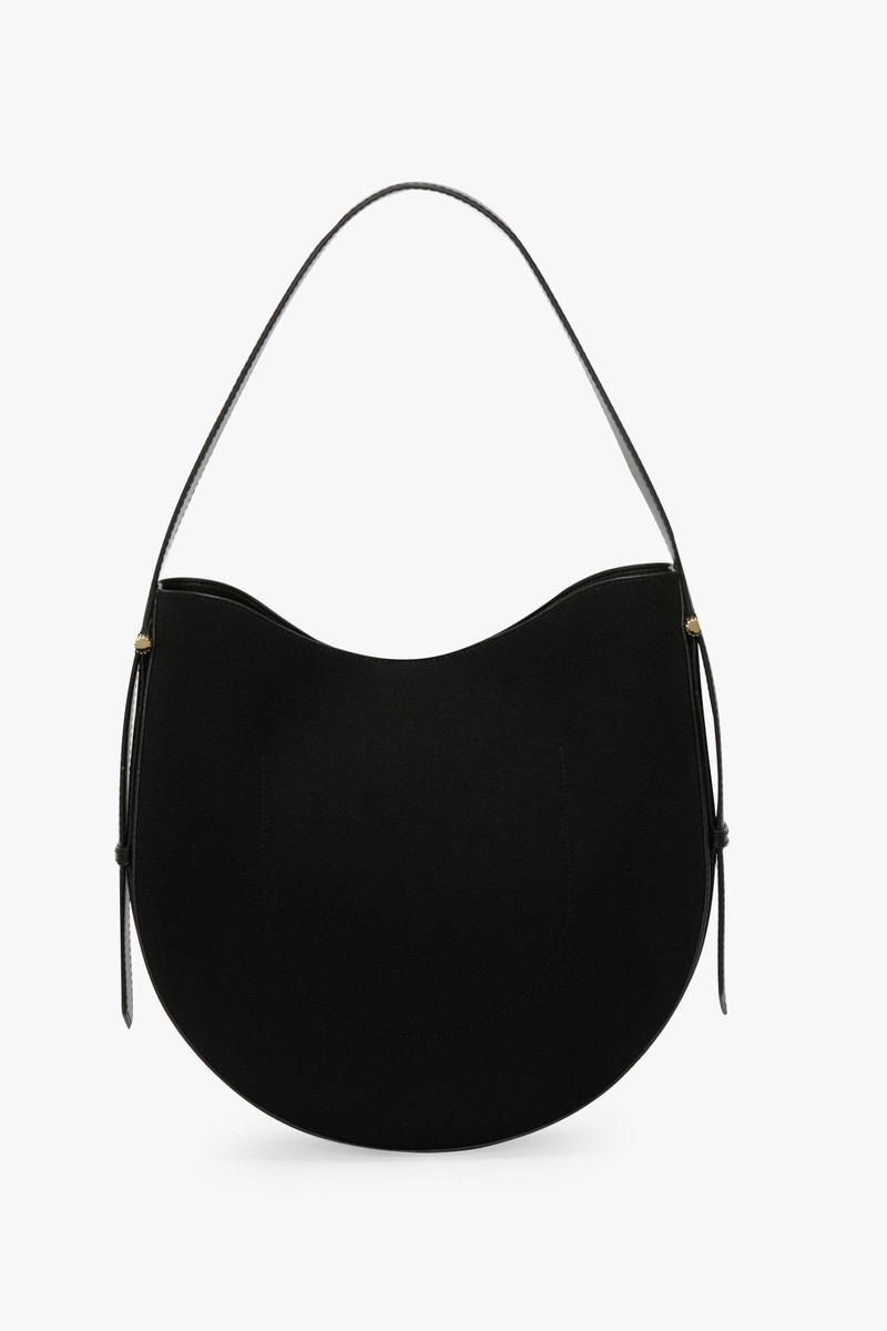 Dia Hobo Bag In Black Canvas With Black Leather 7