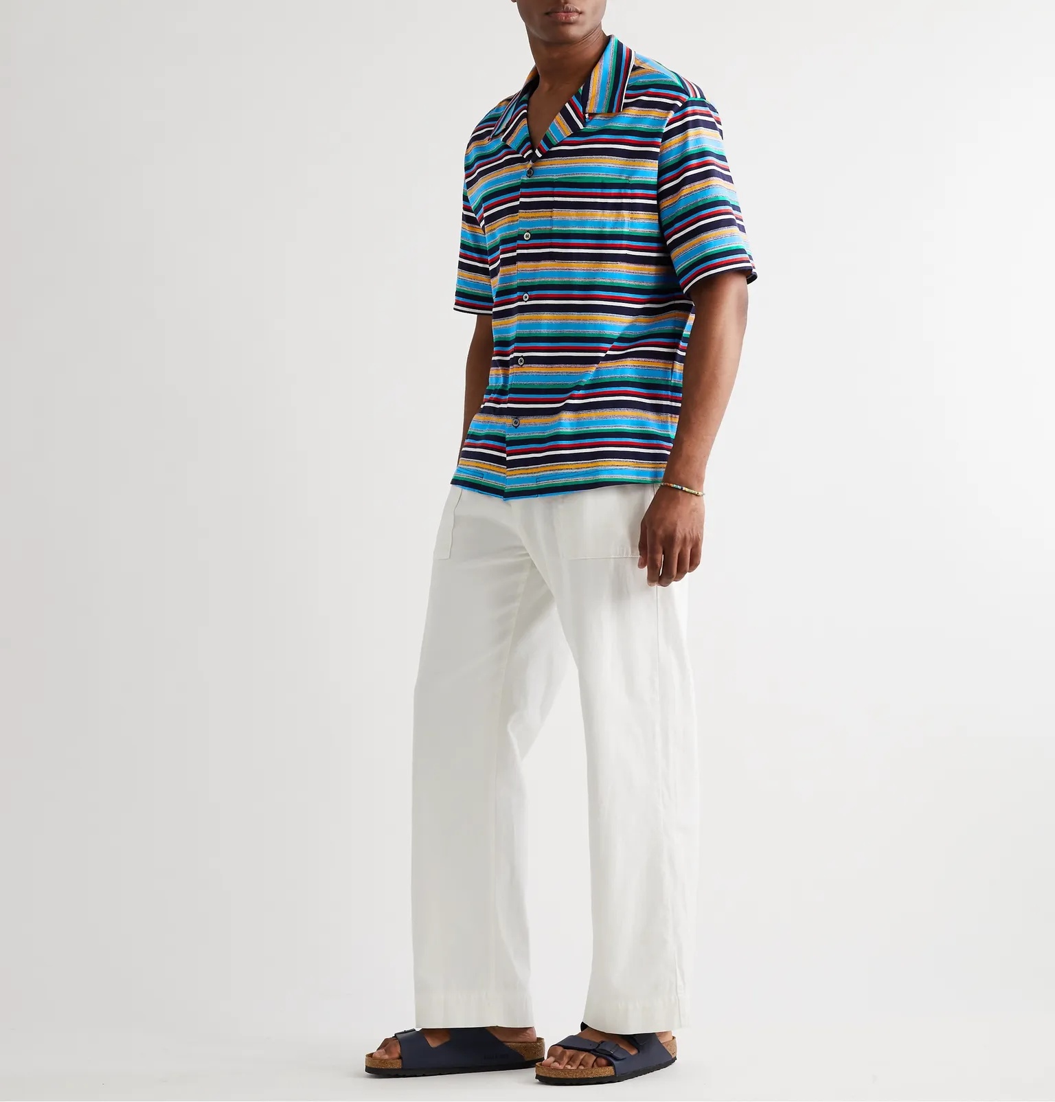 Camp-Collar Striped Cotton-Jersey Shirt - 2