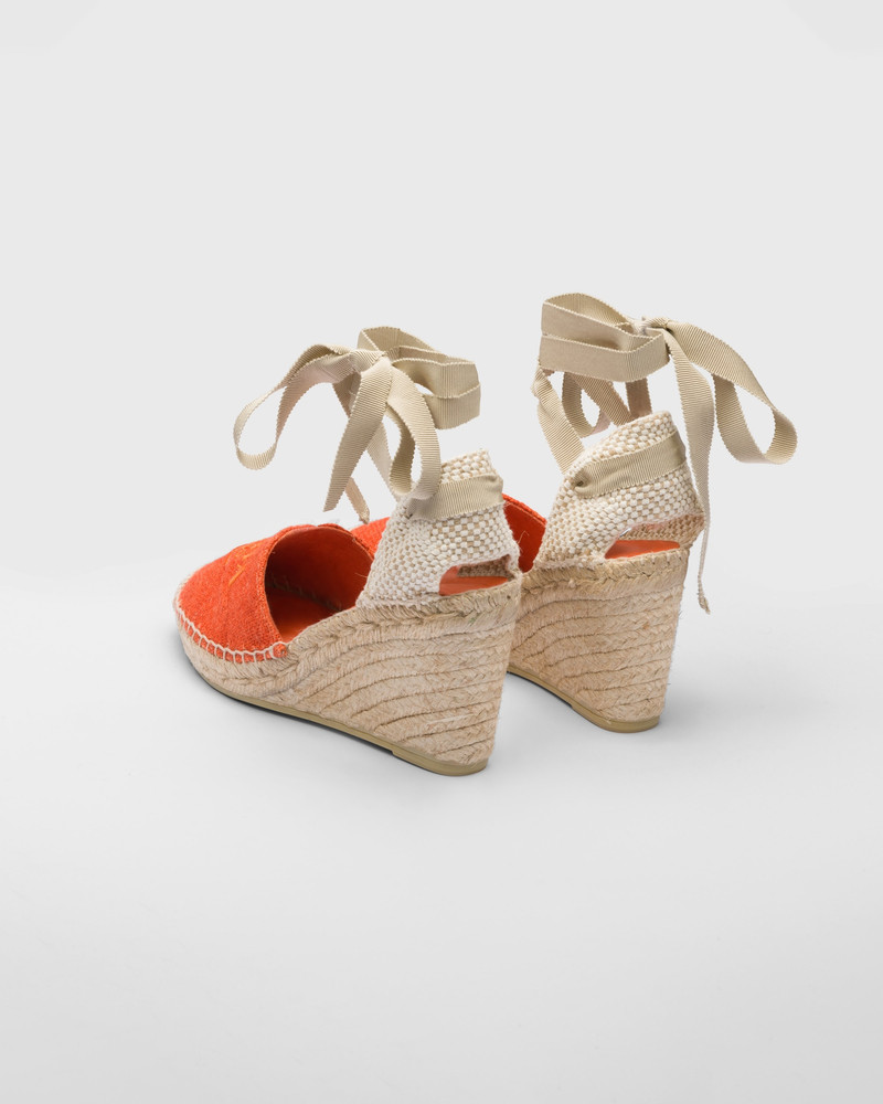 Linen espadrille wedge sandals 5