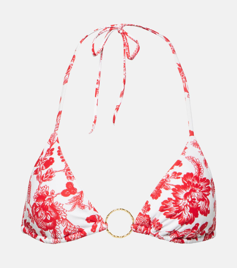 Miami ring-detail floral bikini top 1