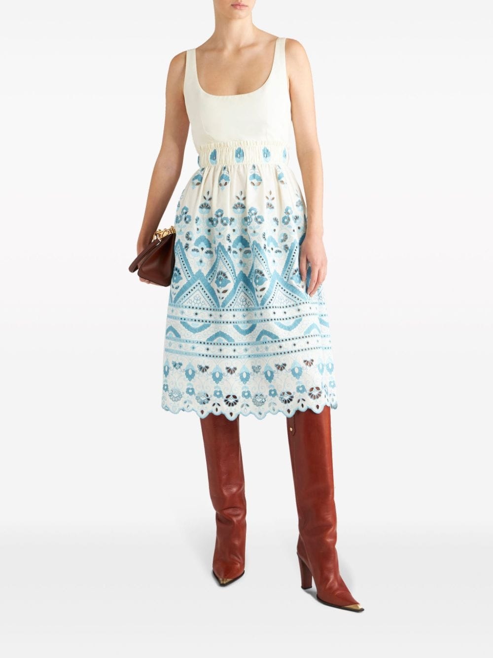 broderie anglaise flared dress - 2
