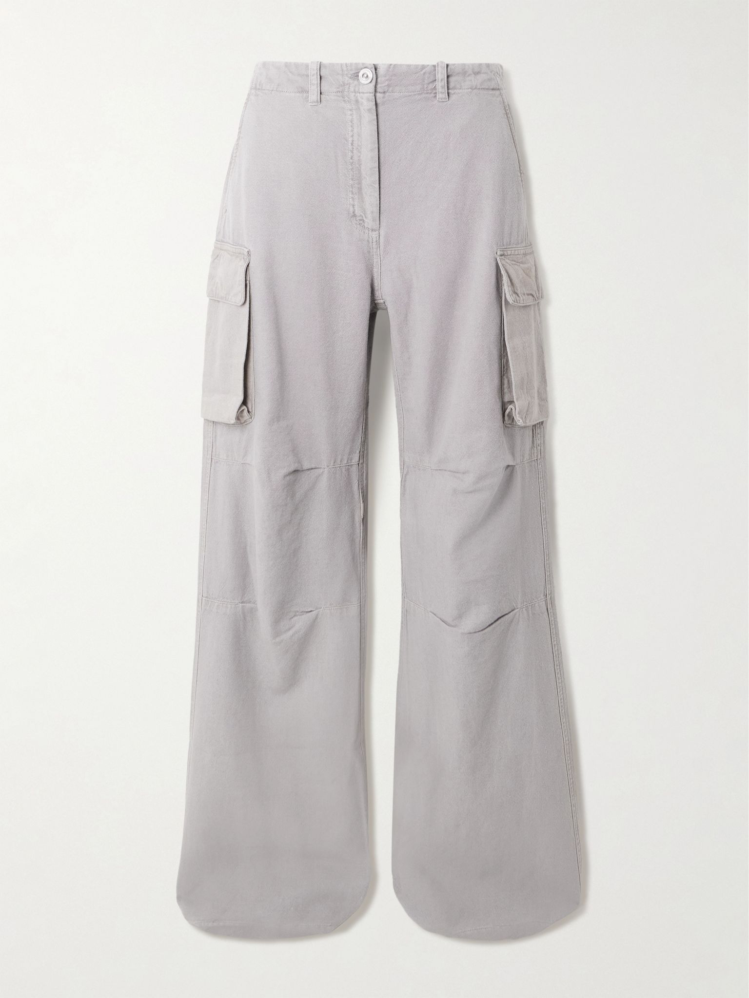 Peak cotton and hemp-blend canvas straight-leg cargo pants Gray - 1