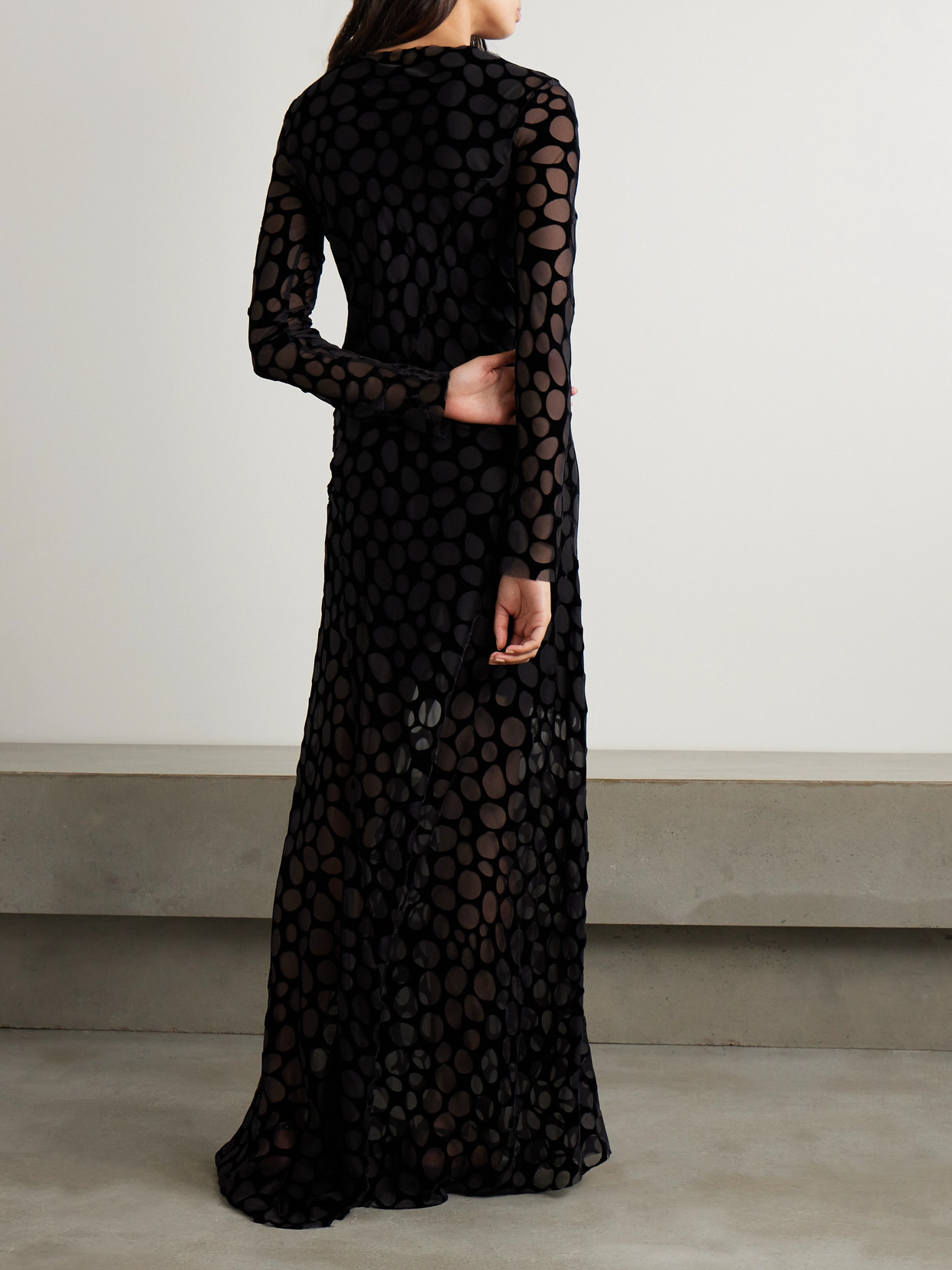 Pebbles Polka-dot Devoré-chiffon Maxi Dress - 3