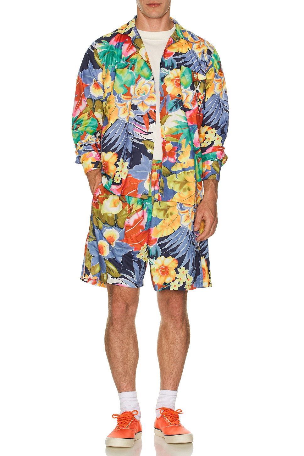 Mil Open Collar Tropical Pattern Print - 4