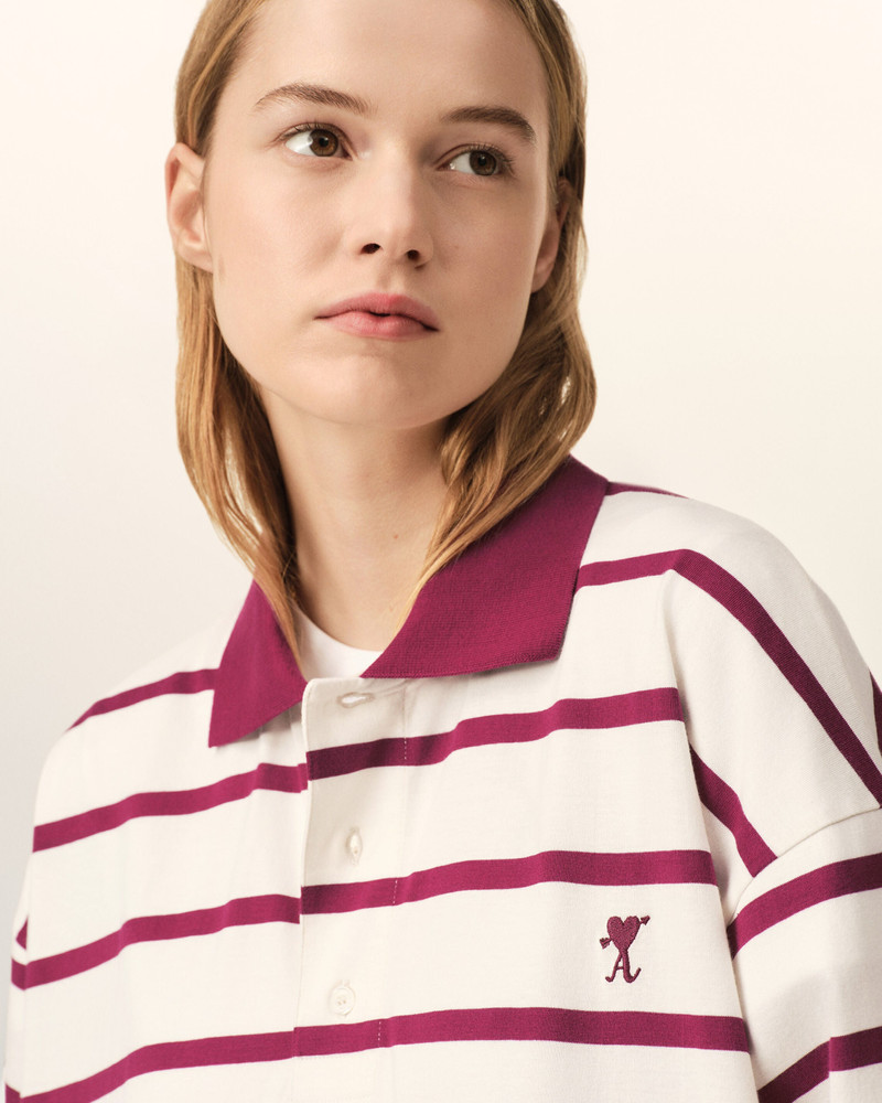 WHITE COTTON POLO WITH AMI DE COEUR ARROW 4