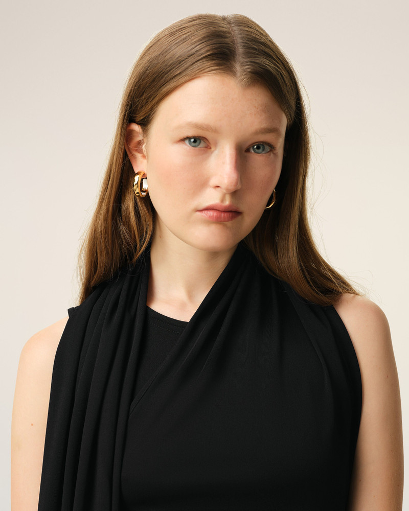 BLACK JERSEY MAXI LAVALLIERE DRESS 4