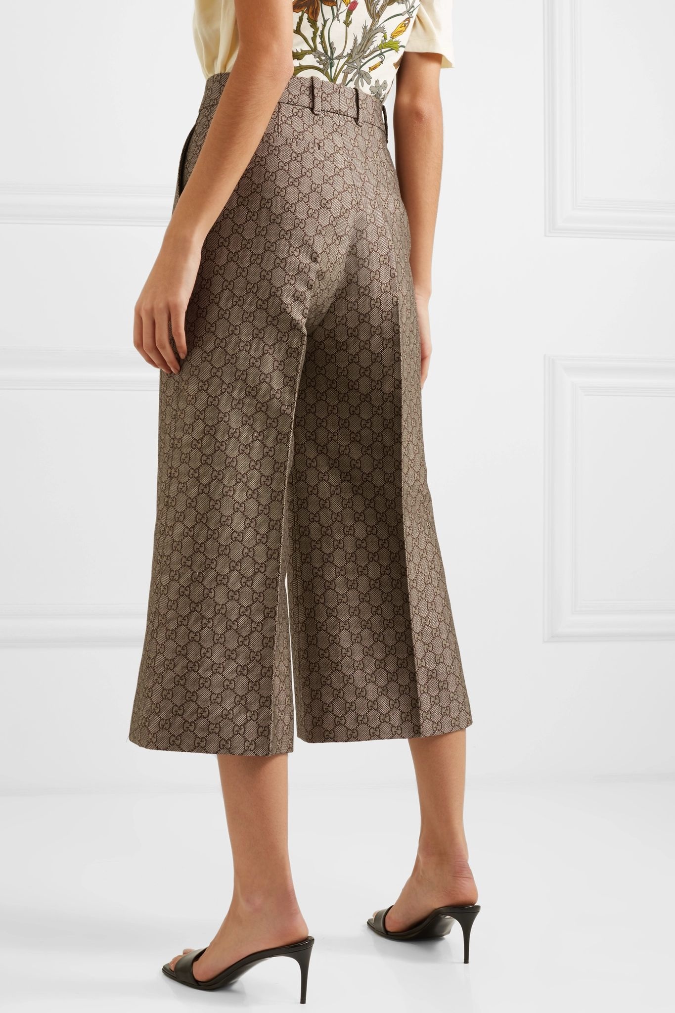 Cotton and wool-blend jacquard wide-leg pants - 4