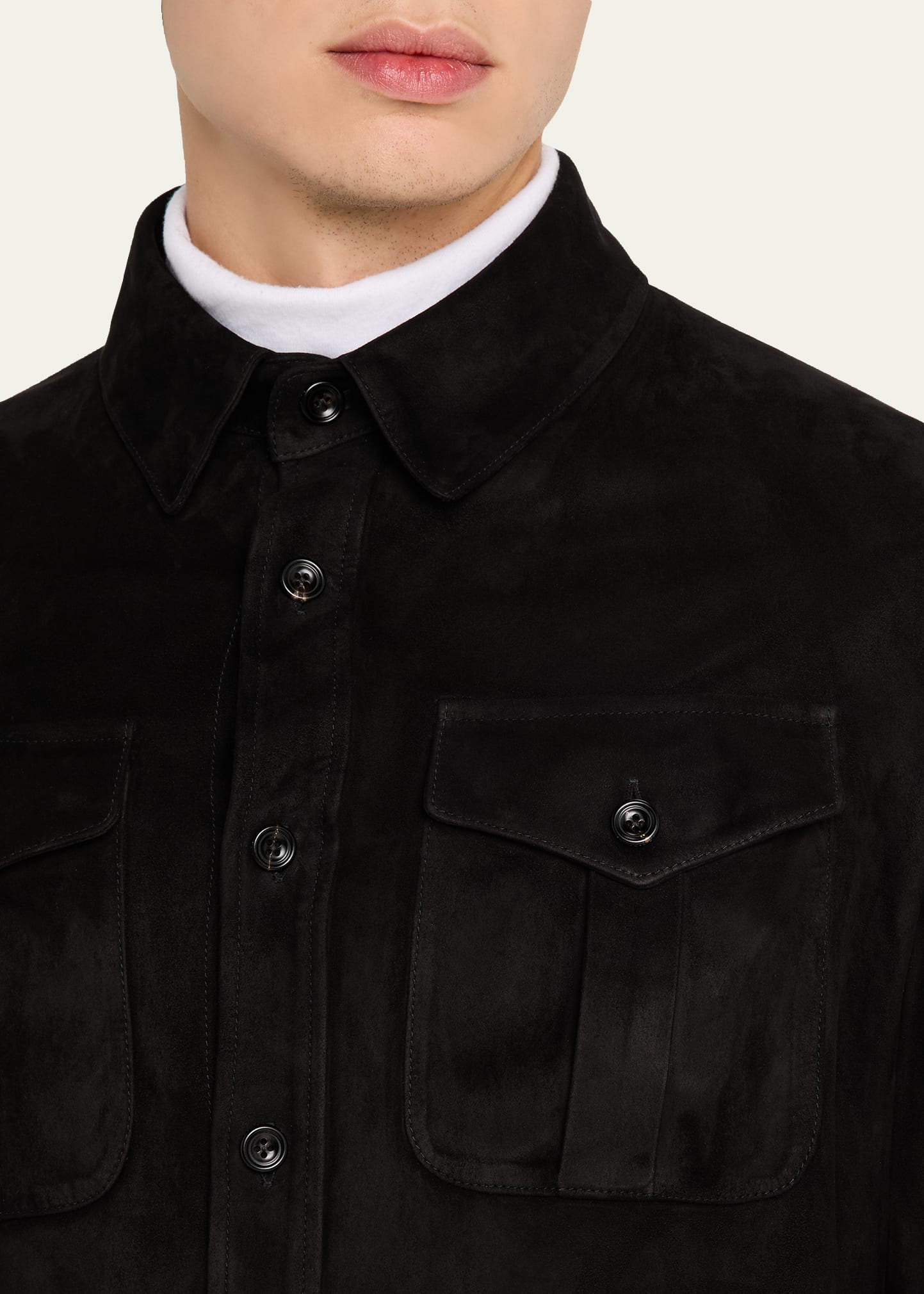 Men's Barron Suede Flap-Pocket Overshirt - 5