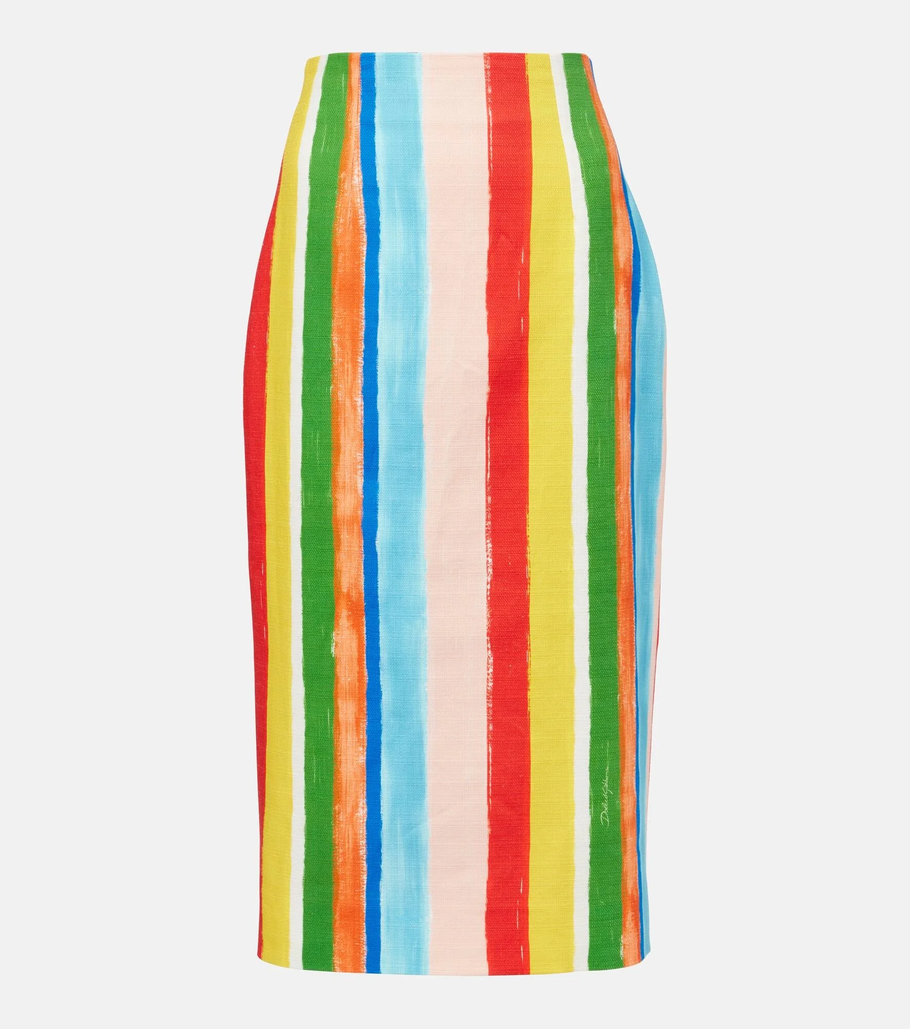 Striped cotton-blend pencil skirt - 1