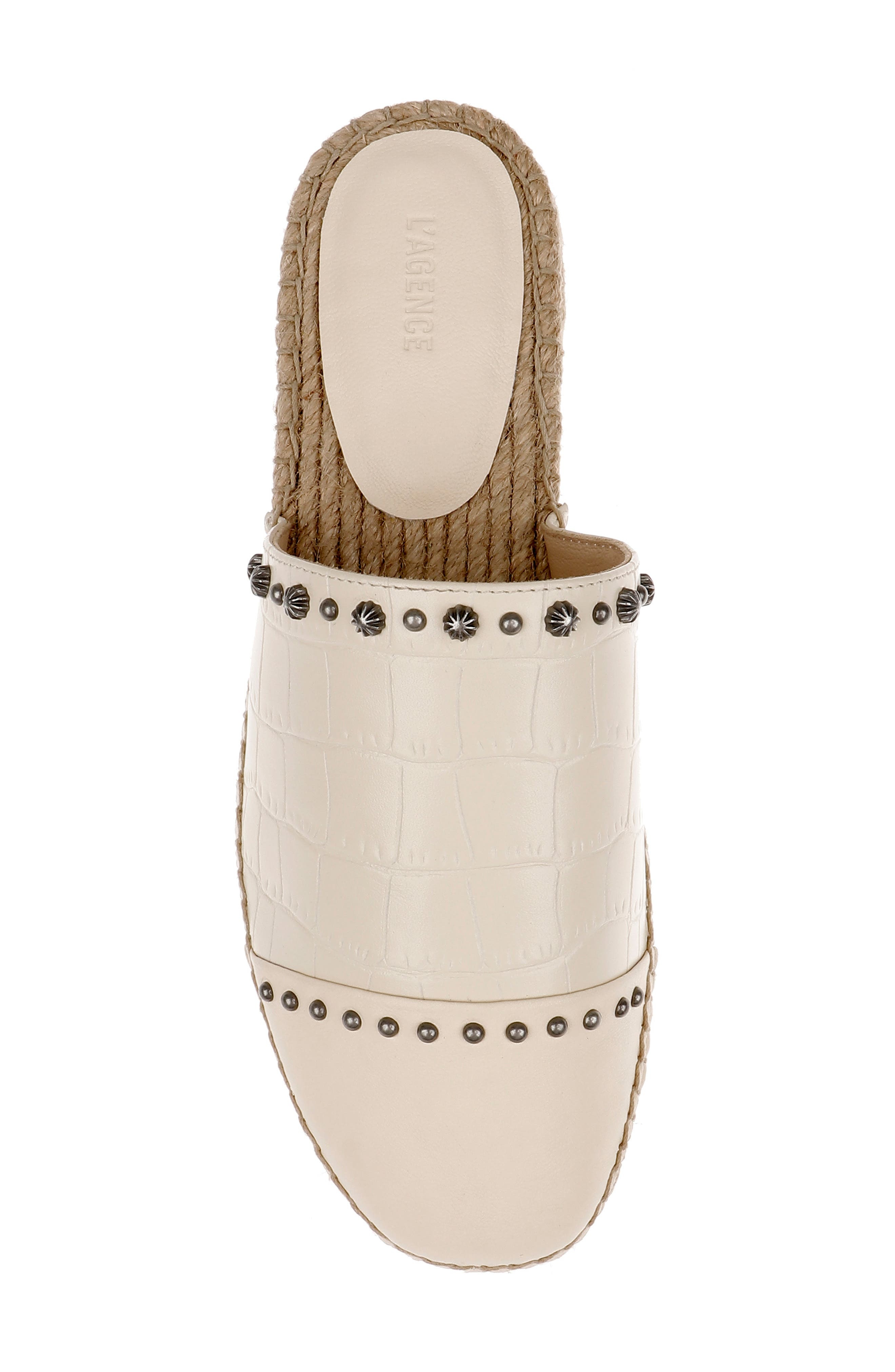 L'AGENCE Helenor Croc Embossed Mule in Ecru at Nordstrom - 5