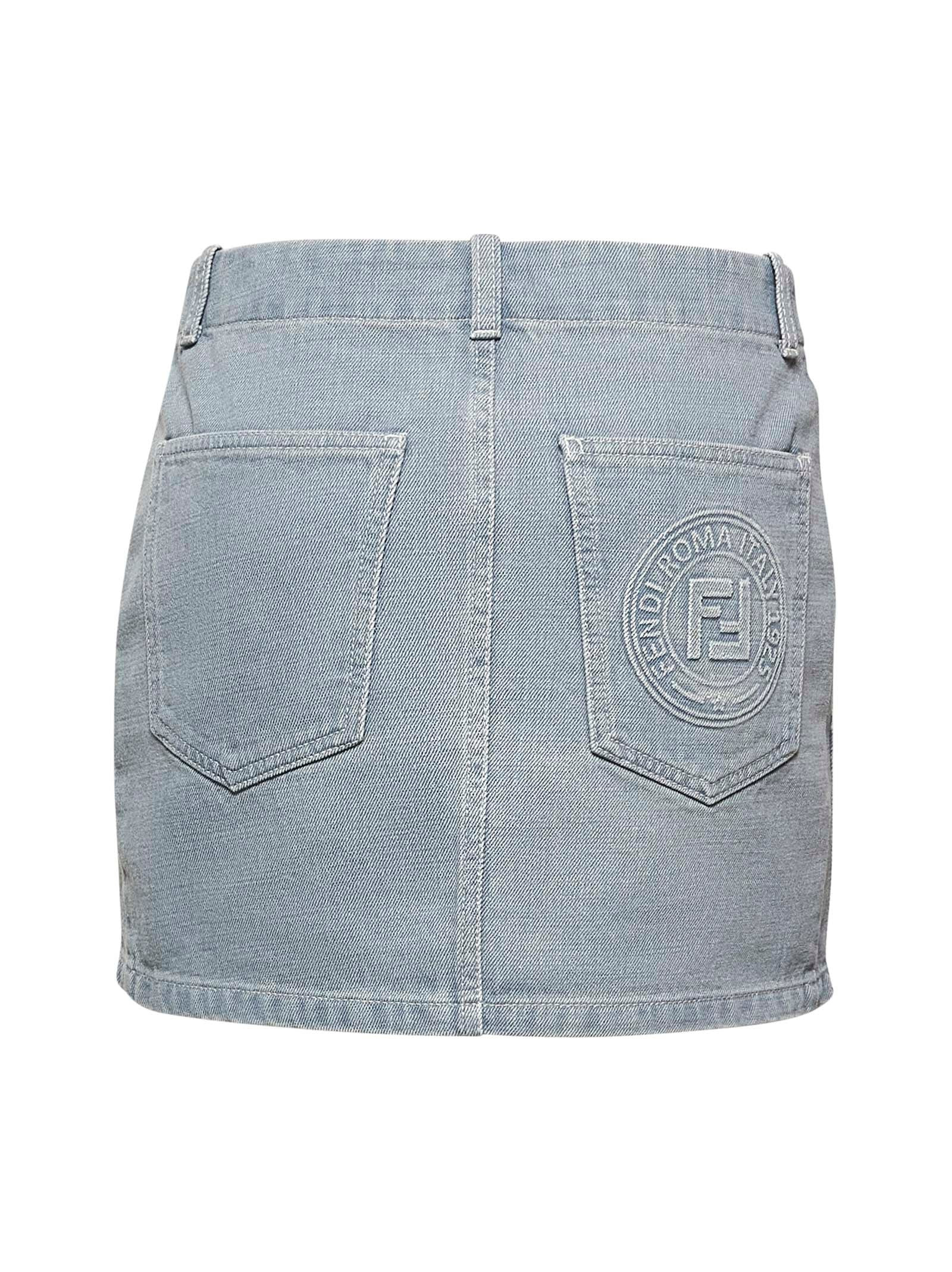Fendi Women Light Blue Denim Miniskirt - 2