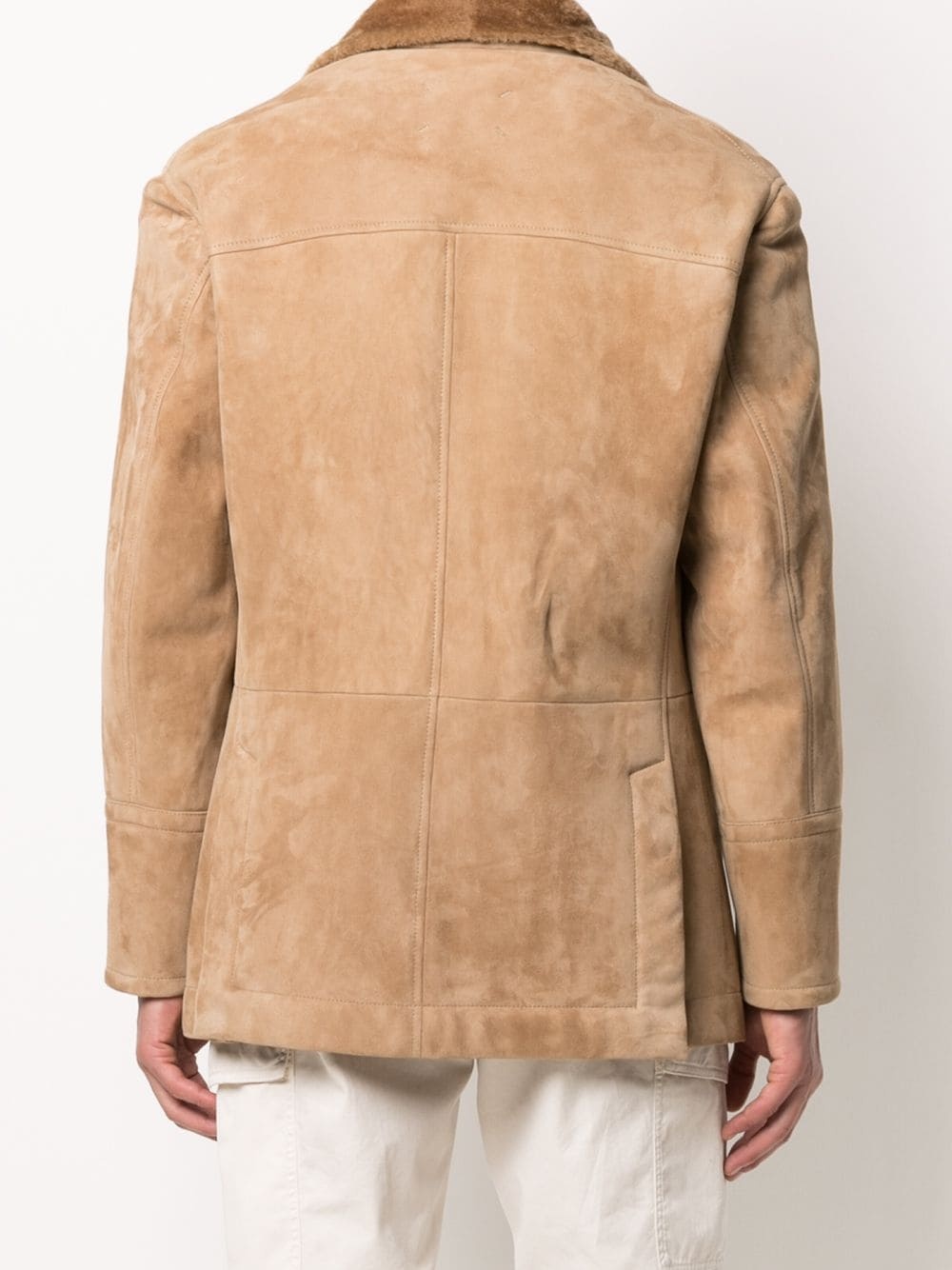 double-breasted shearling coat - 4