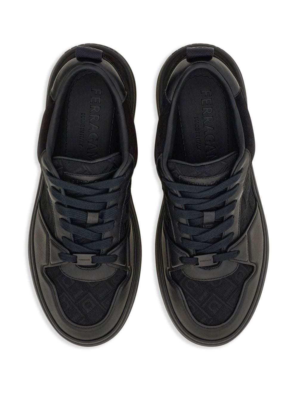 panelled leather sneakers - 4