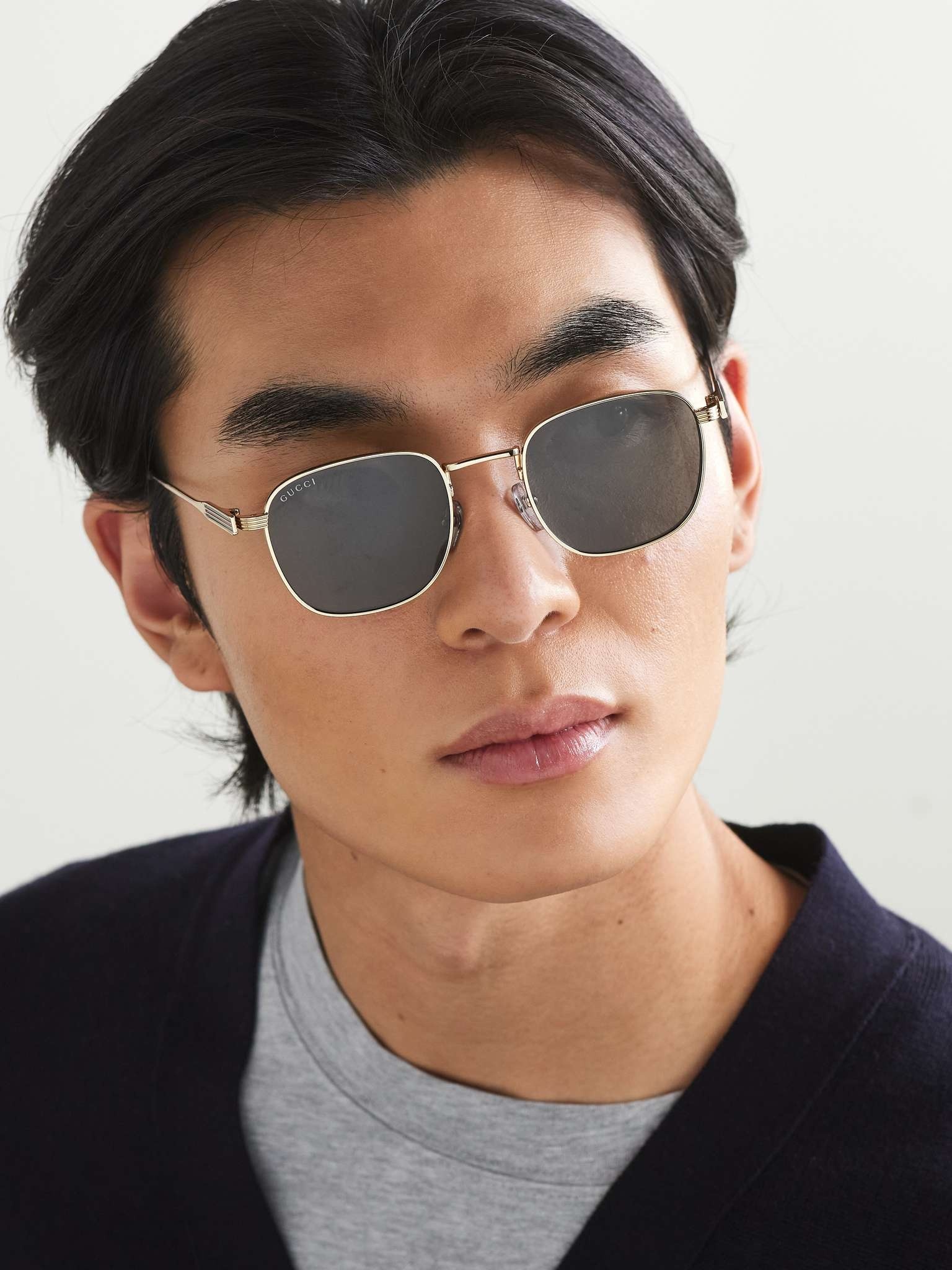 Round-Frame Gold-Tone Sunglasses - 2