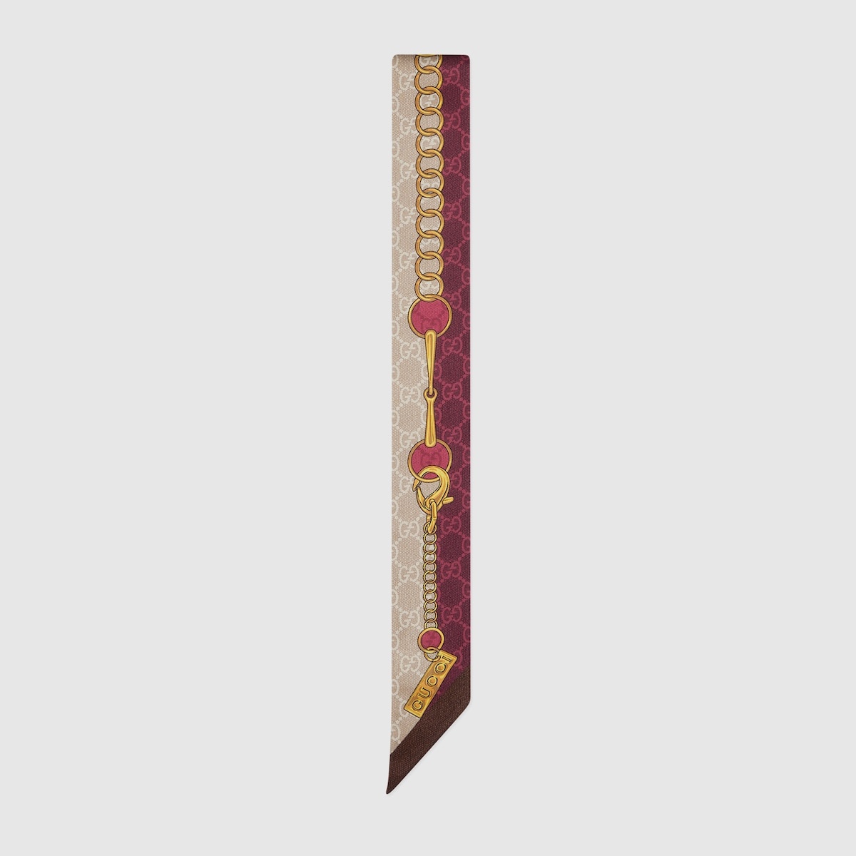 GG chain Horsebit print silk neckbow - 1