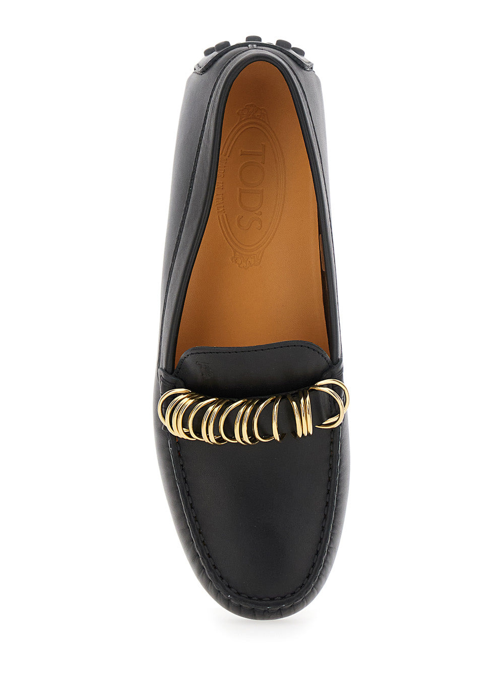 Tod's Women Black Loafers With Ring Detail On The Front And Rubber Sole In Leather Woman - 4