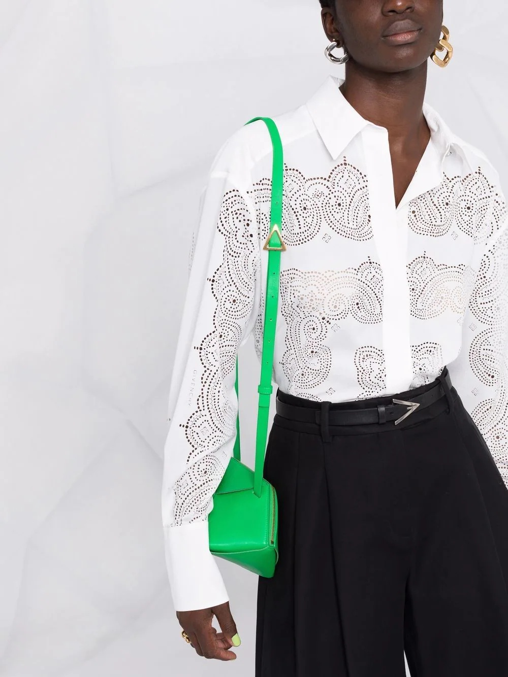 perforated-pattern longlsleeved shirt - 5