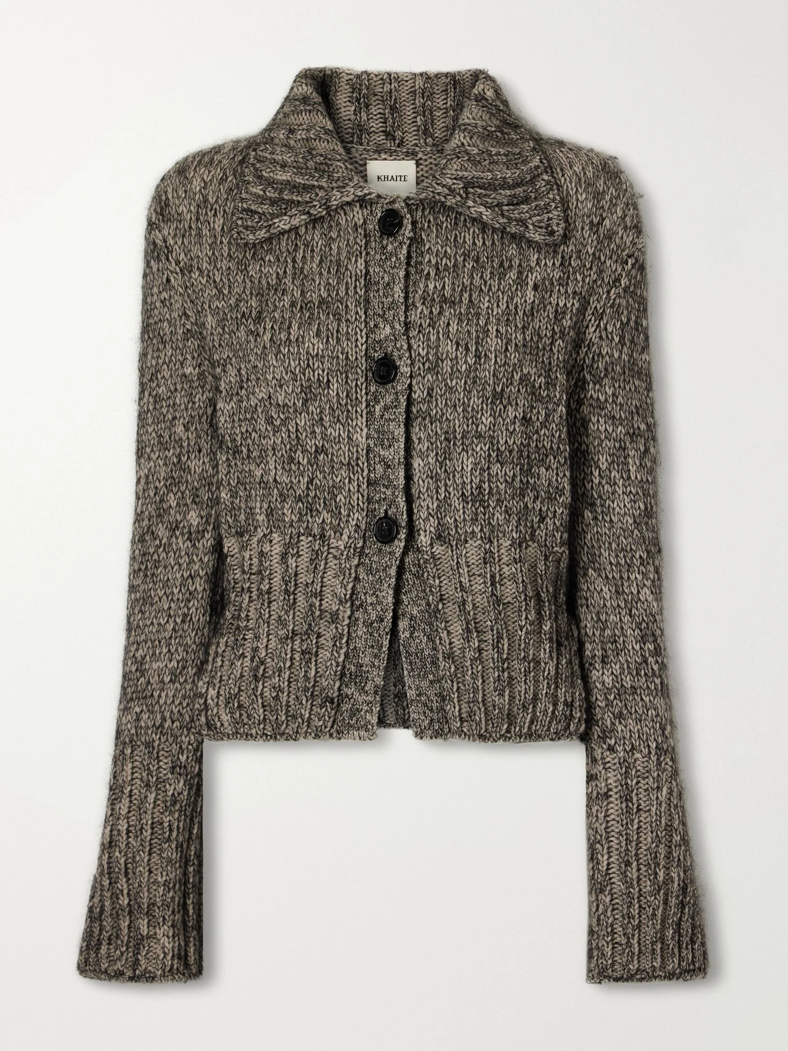Takeo cashmere, mohair and silk-blend mélange cardigan Gray - 1