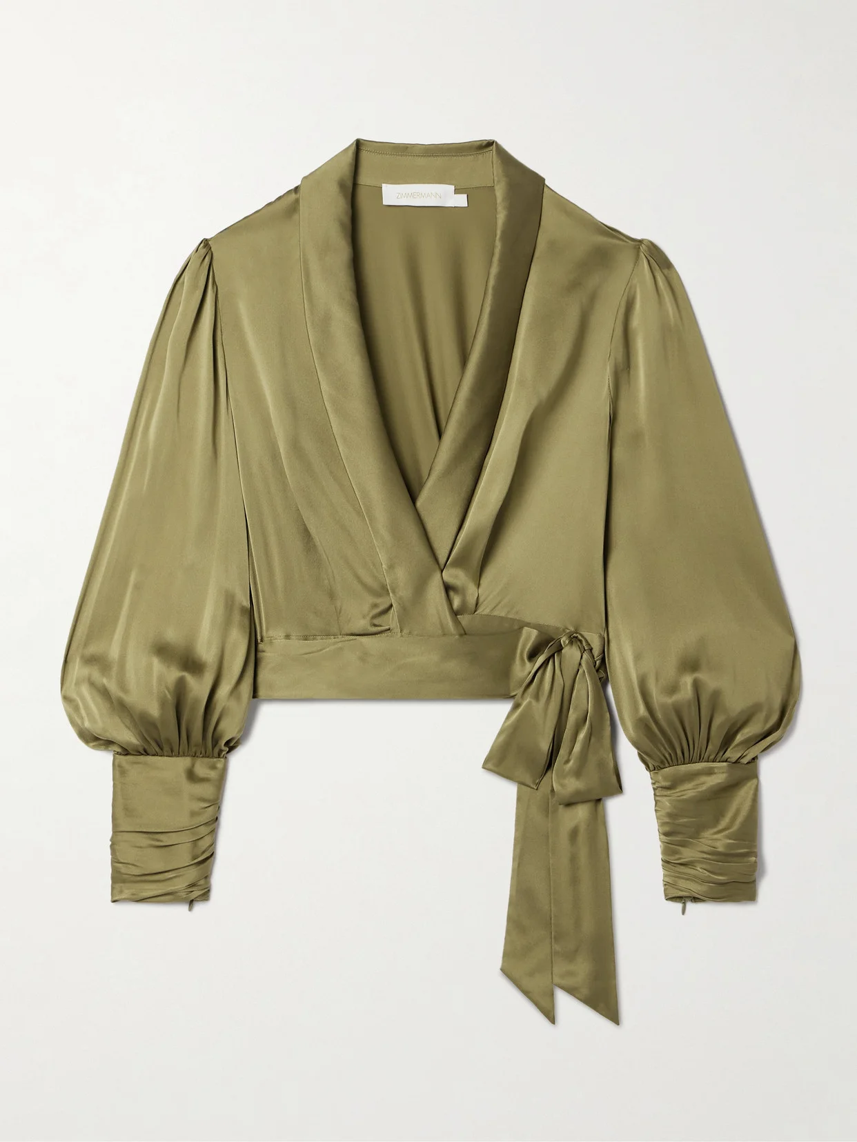 Silk-satin Wrap Blouse - 1