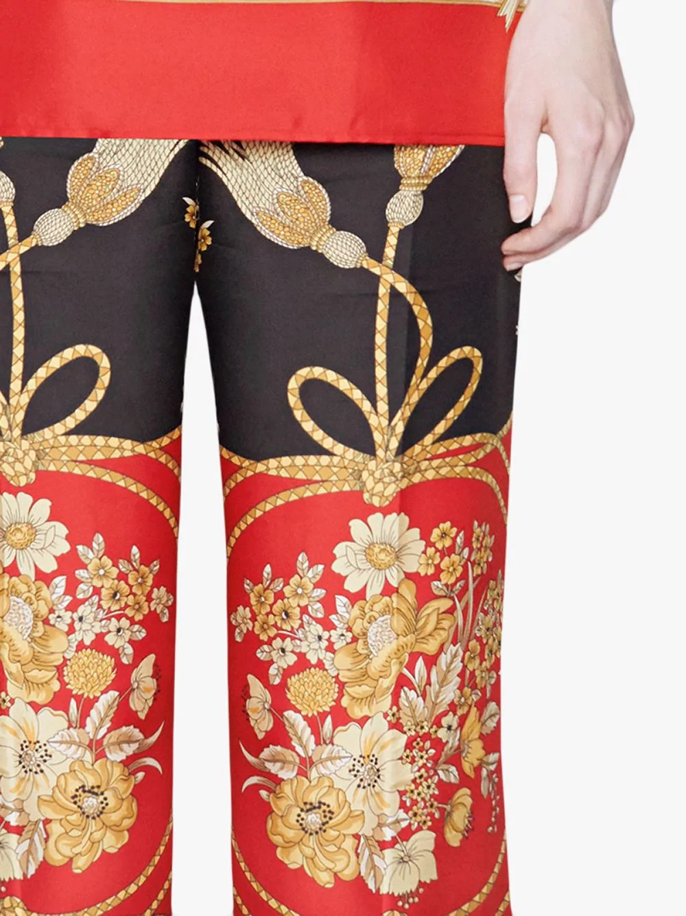 Silk pant with flowers and tassels - 5