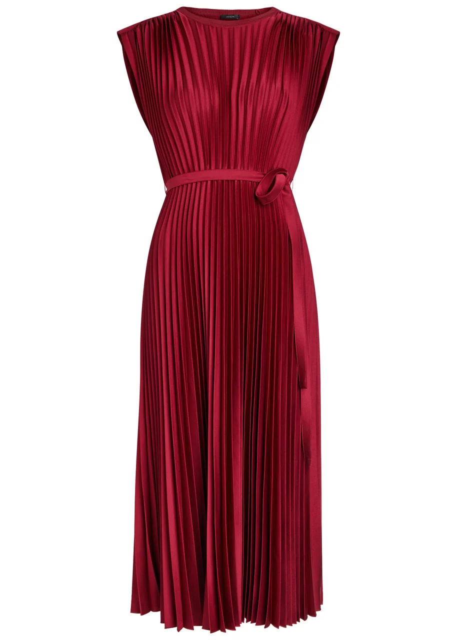 Joseph Volta Plissé Satin Midi Dress - 1