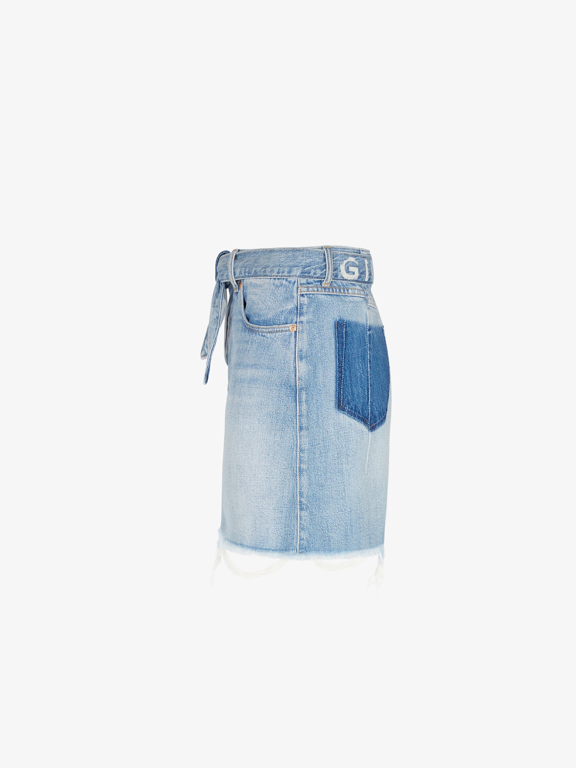 Mini skirt in denim with belt - 4