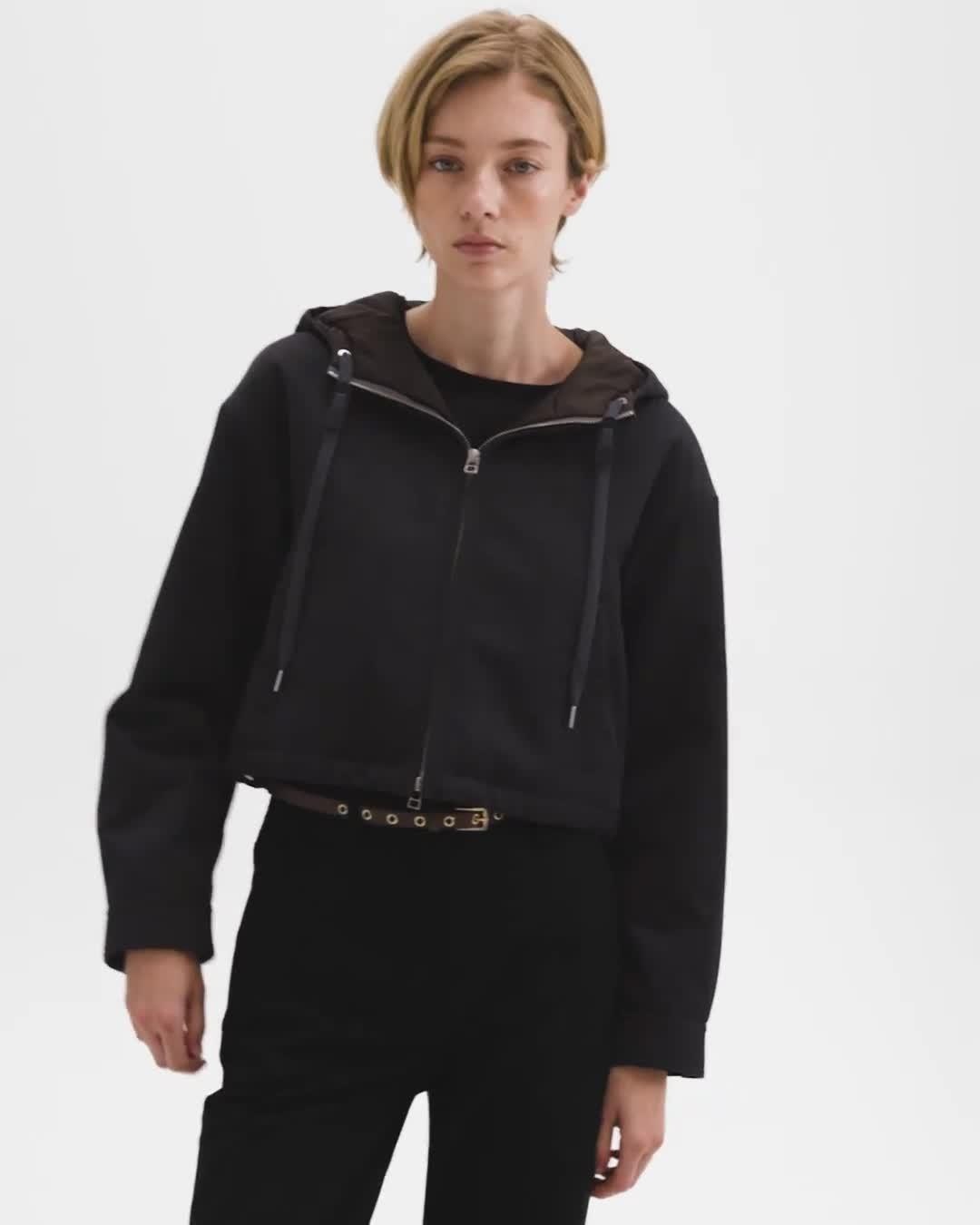 Cropped Zip-Up Hoodie in Wool-Blend Twill - 7
