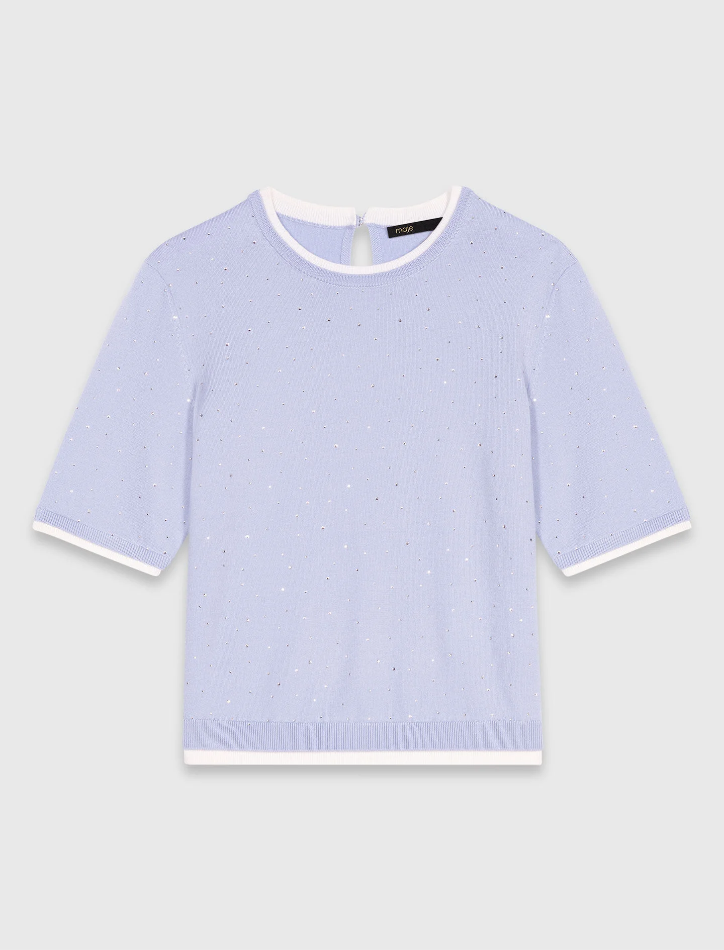 Rhinestone short-sleeve sweater - 1