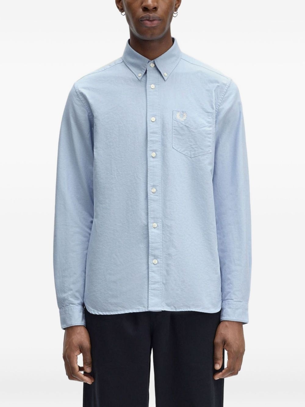 logo-embroidered button-down shirt - 2