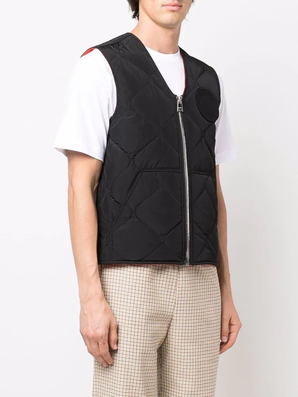 quilted logo-patch gilet - 3