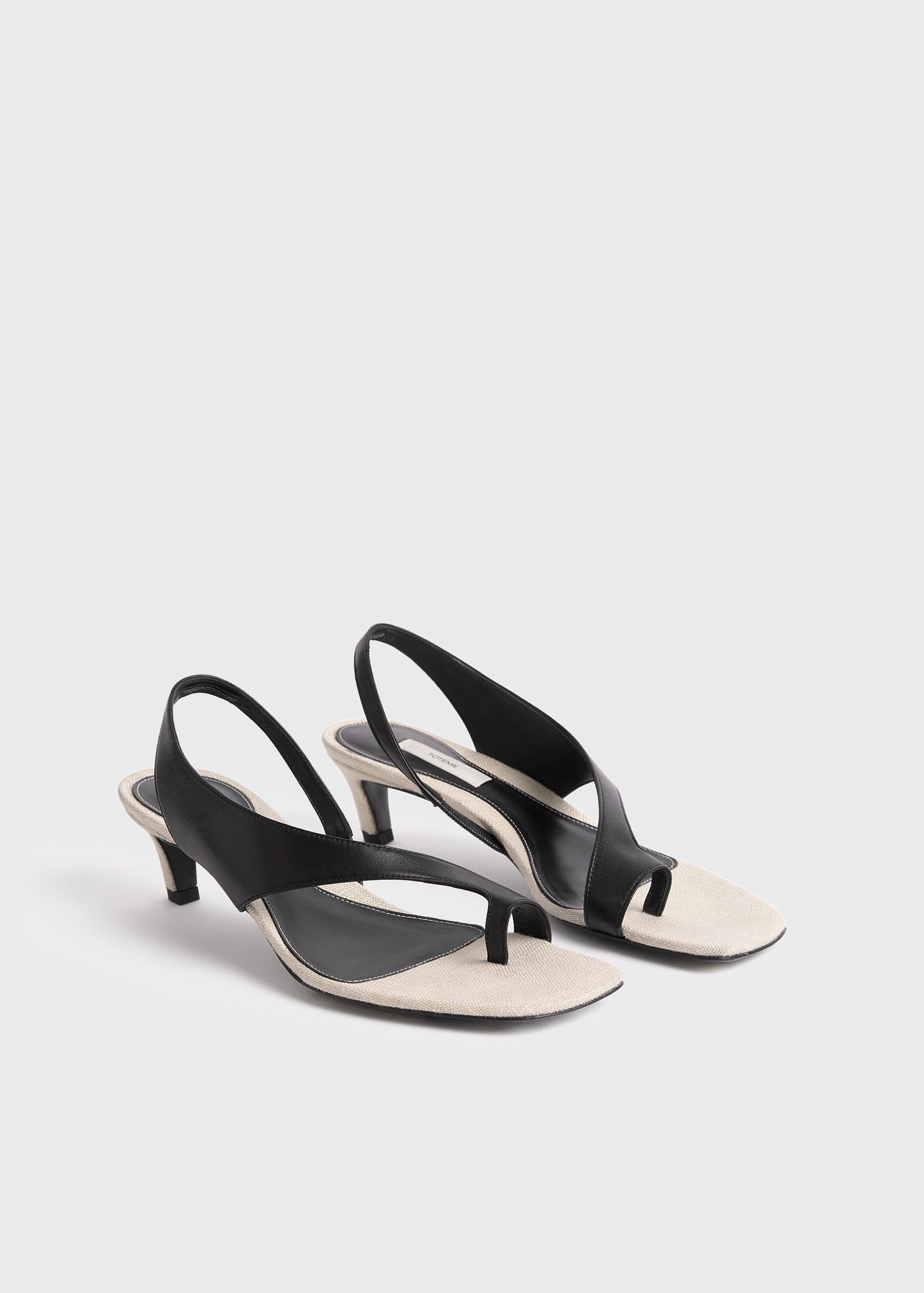 Leather heeled thong sandals black/sand - 4