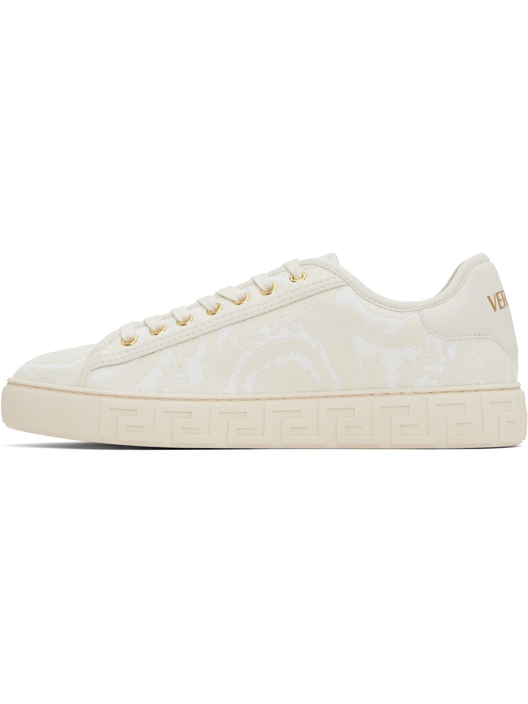 Beige Barocco Greca Sneakers - 3