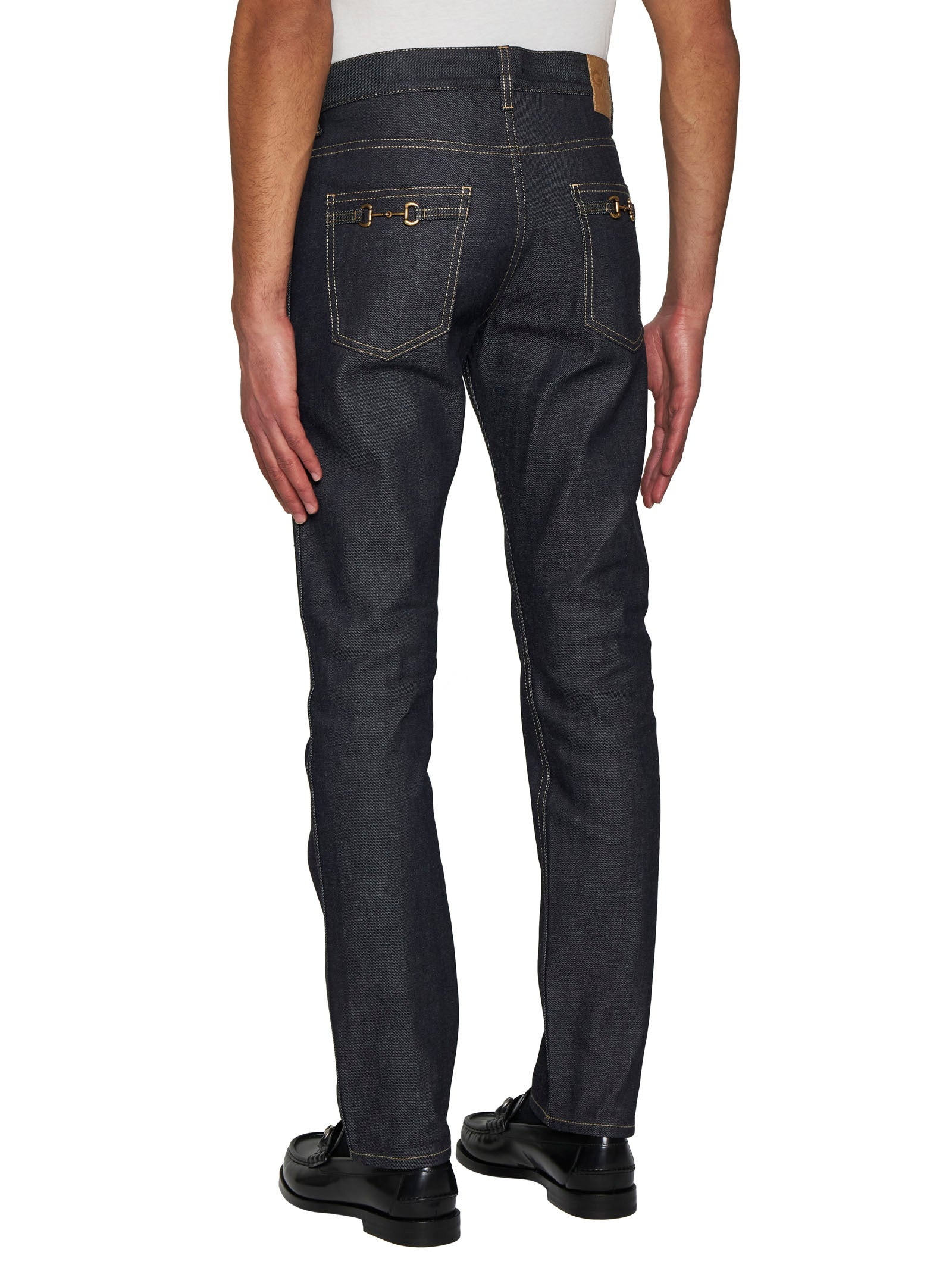 Gucci Men Back Horsebit Jeans - 3
