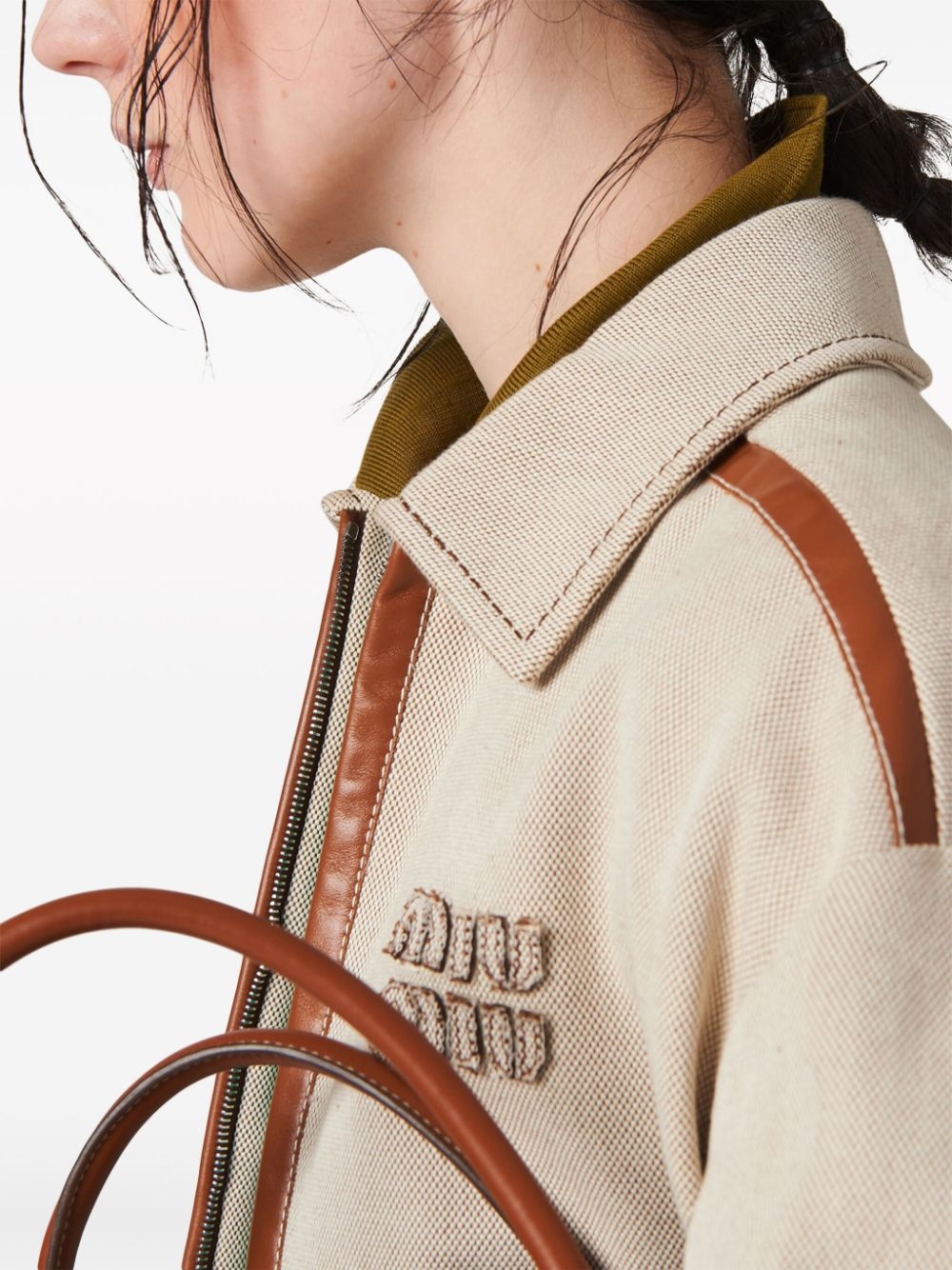 ブルゾン Miu Miu Giubbino Sapphire Blue Chambray Blouson Jacket | Miu Miu