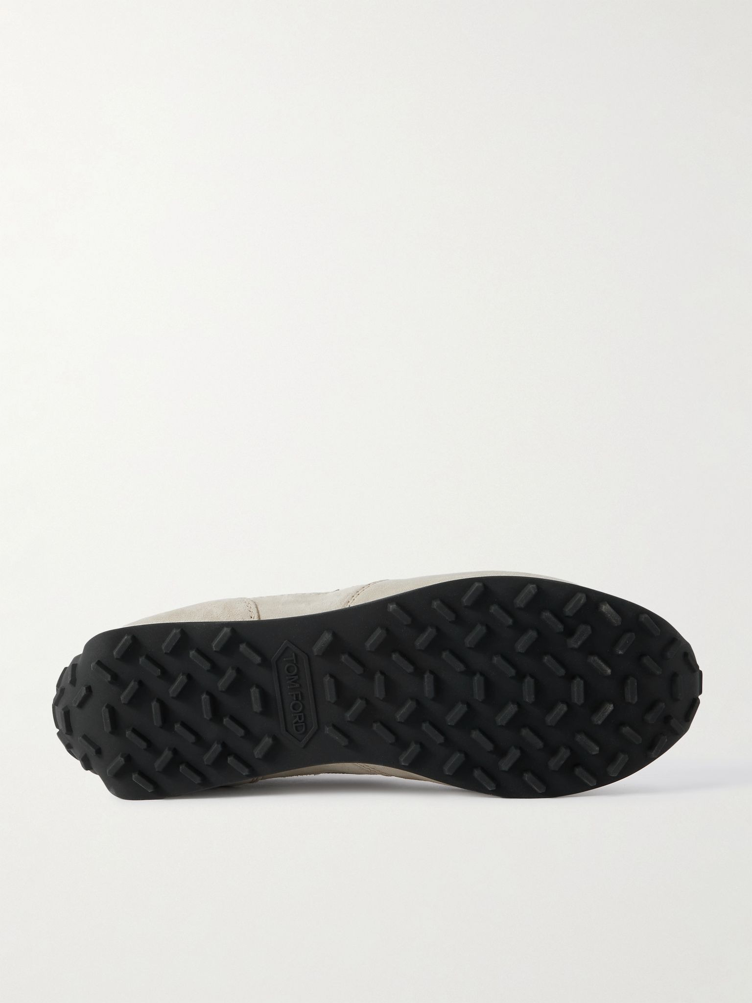 Mesh and Leather-Trimmed Suede Sneakers Cream - 3