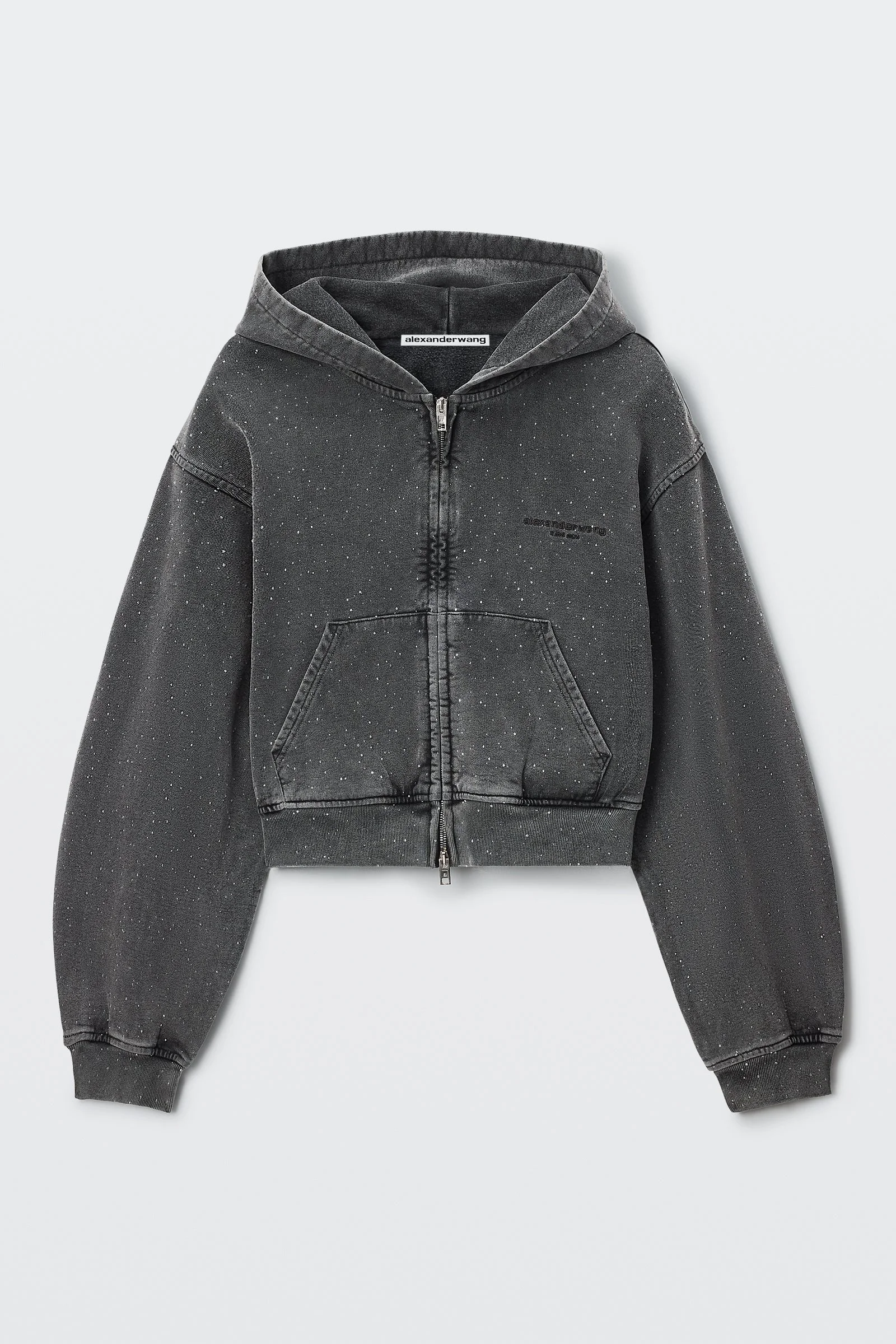 crystal hotfix zip-up hoodie - 1