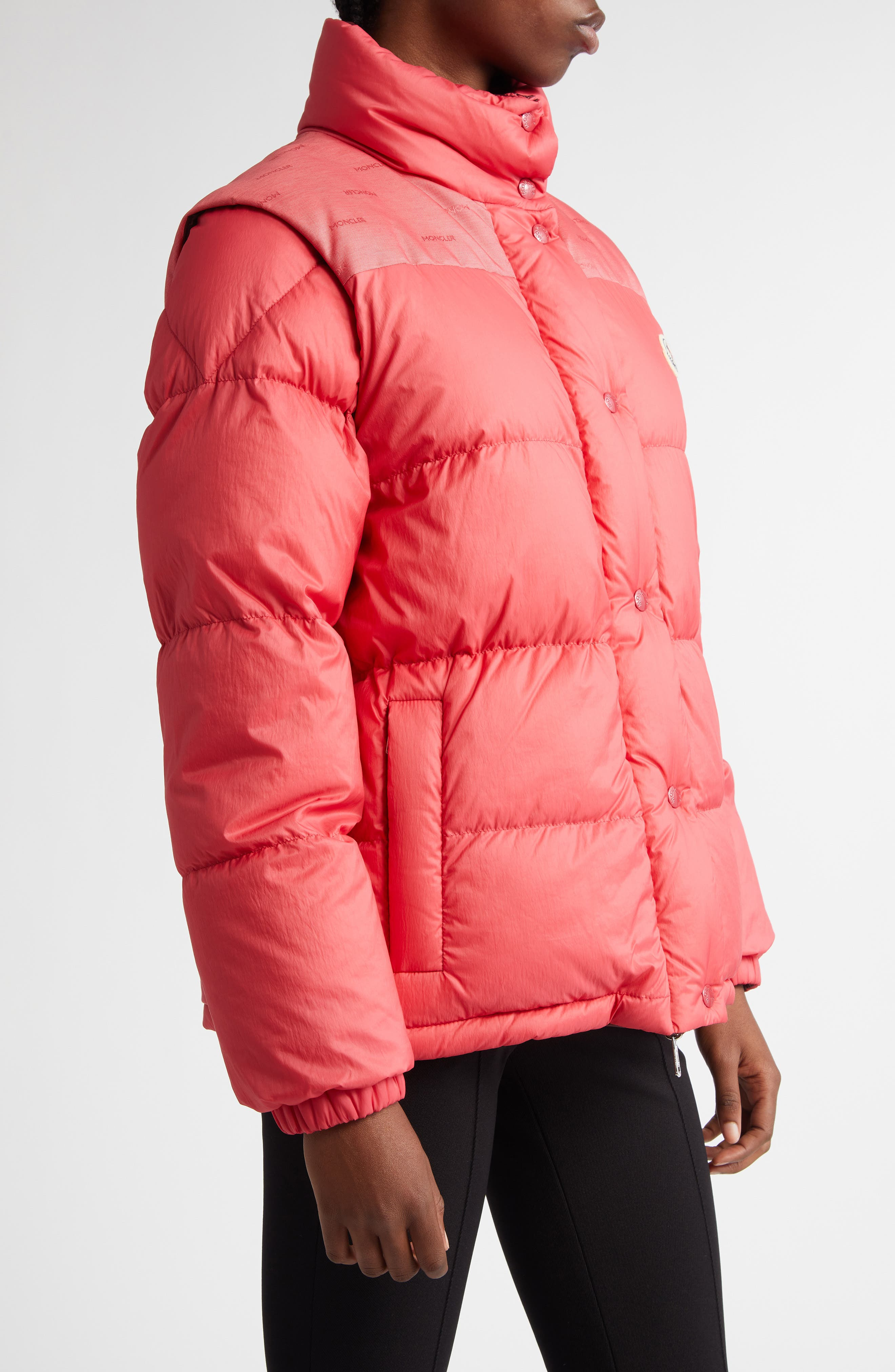 Moncler Verone Convertible Down Puffer Jacket in Red at Nordstrom - 4