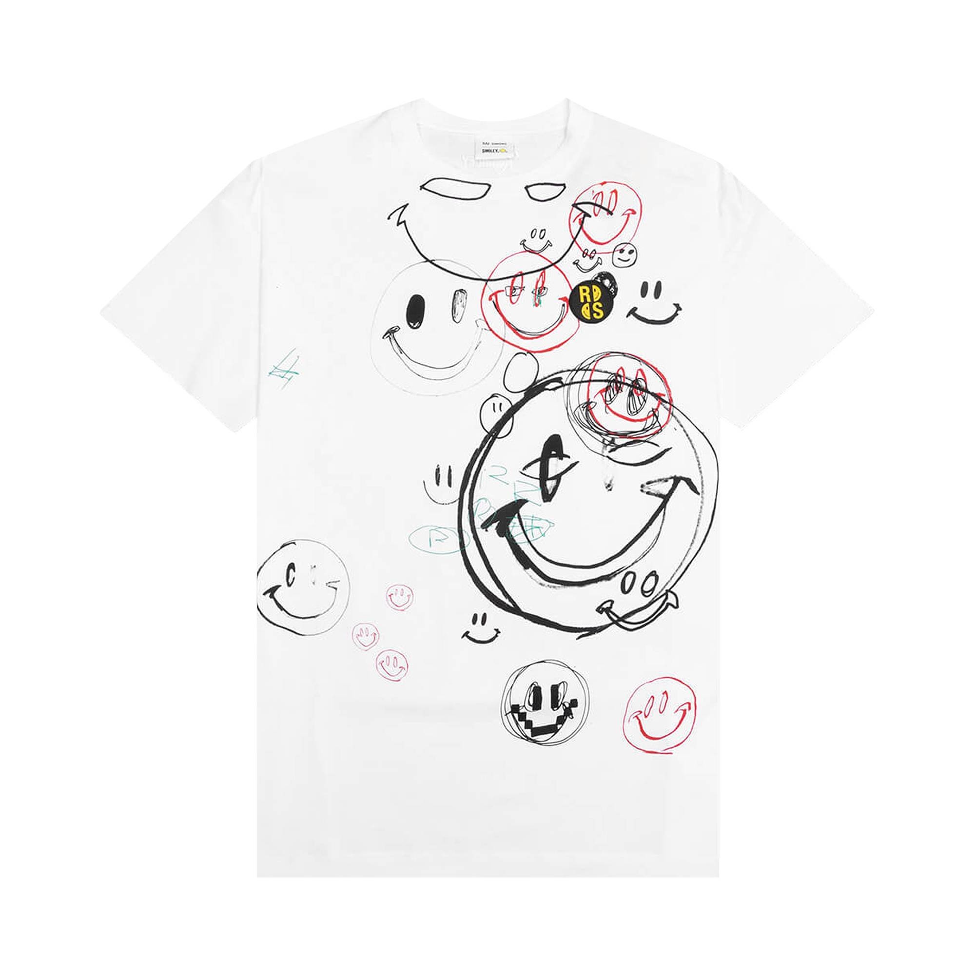 Raf Simons x Smiley Student Drawing Print Big Fit T-Shirt 'White' - 1