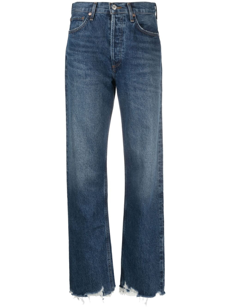 distressed-finish straight-leg jeans - 1