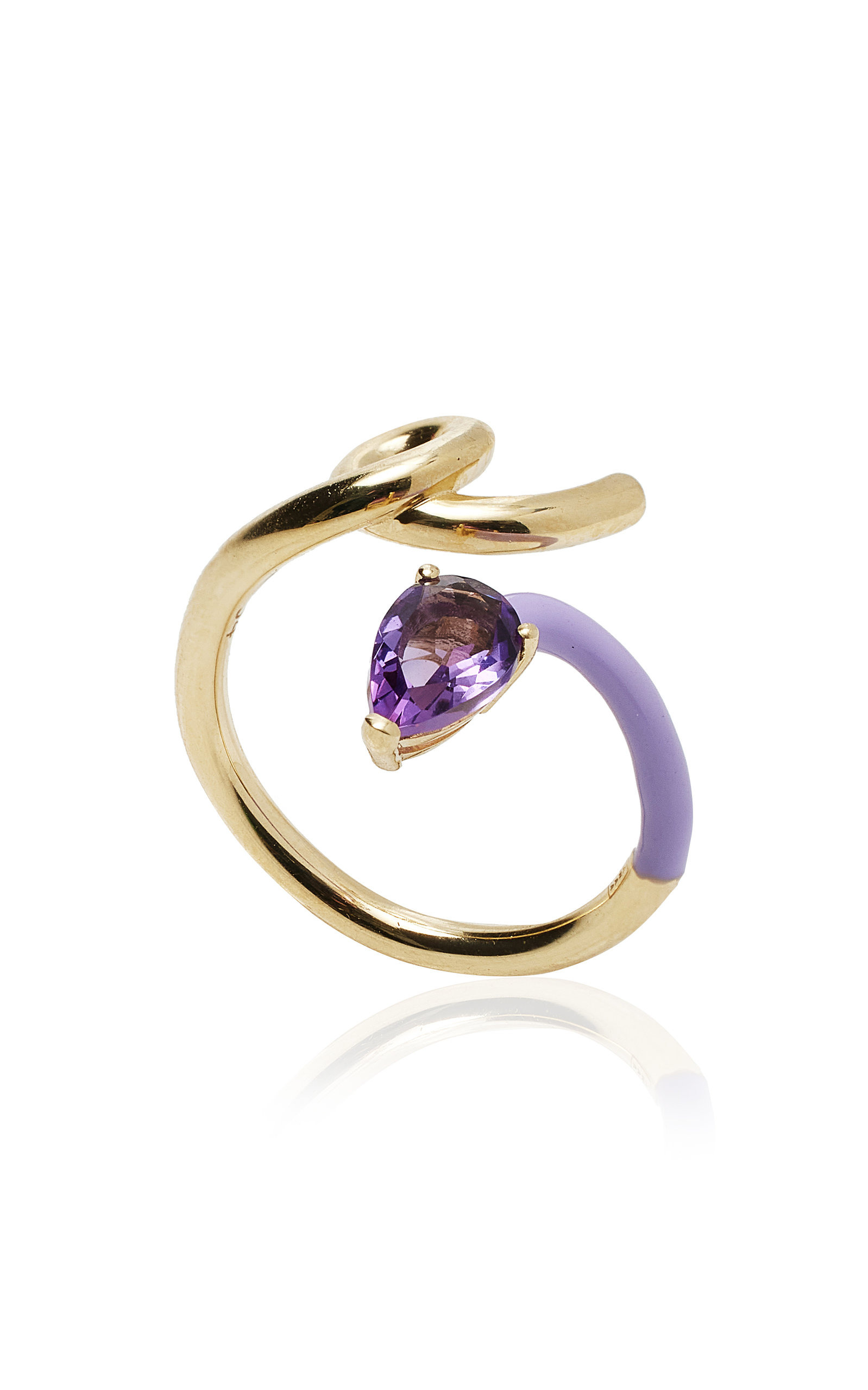 Half 9k Gold, Amethyst, And Enamel Ring purple - 3