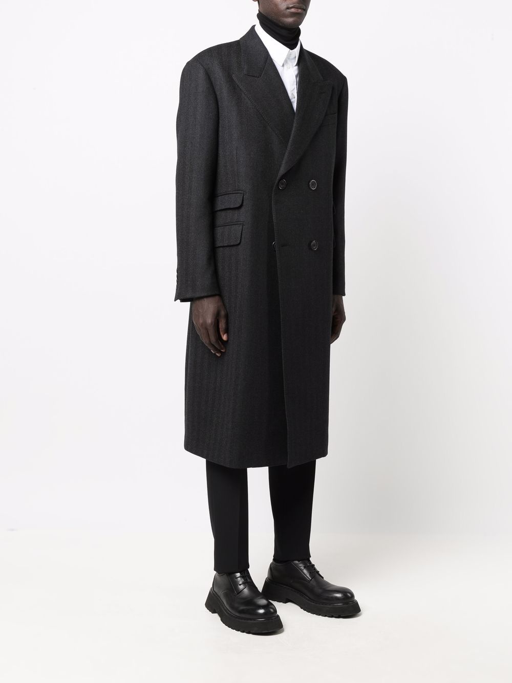 double-breasted tailored coat - 3