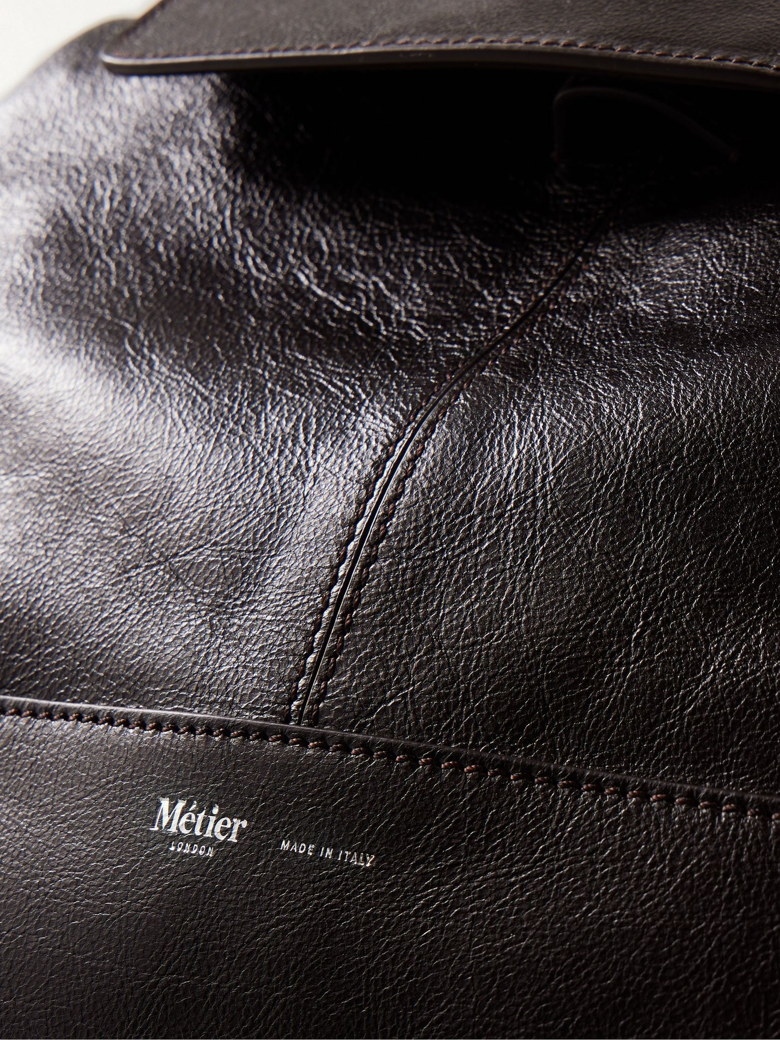Glide Full-Grain Leather Backpack Brown - 4