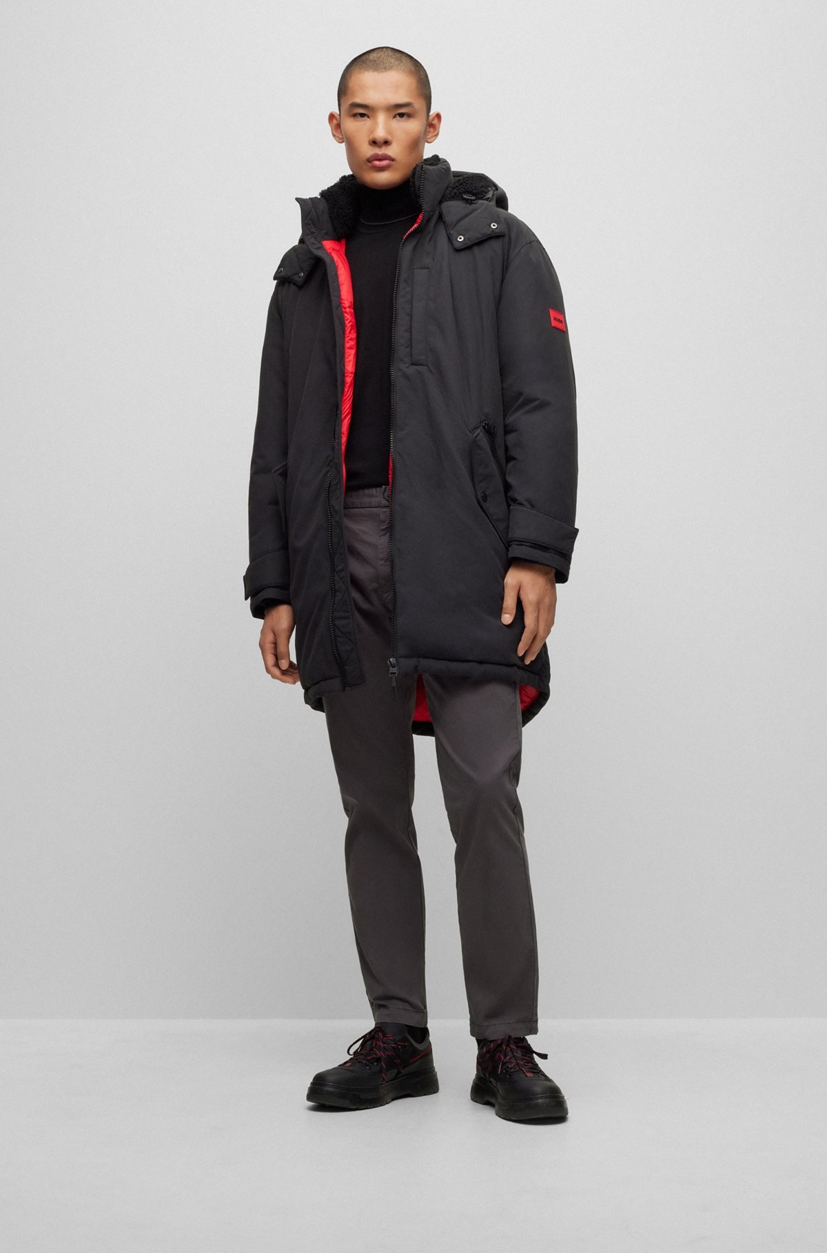 WATER-REPELLENT FISHTAIL PARKA JACKET WITH LOGO BADGE - 4