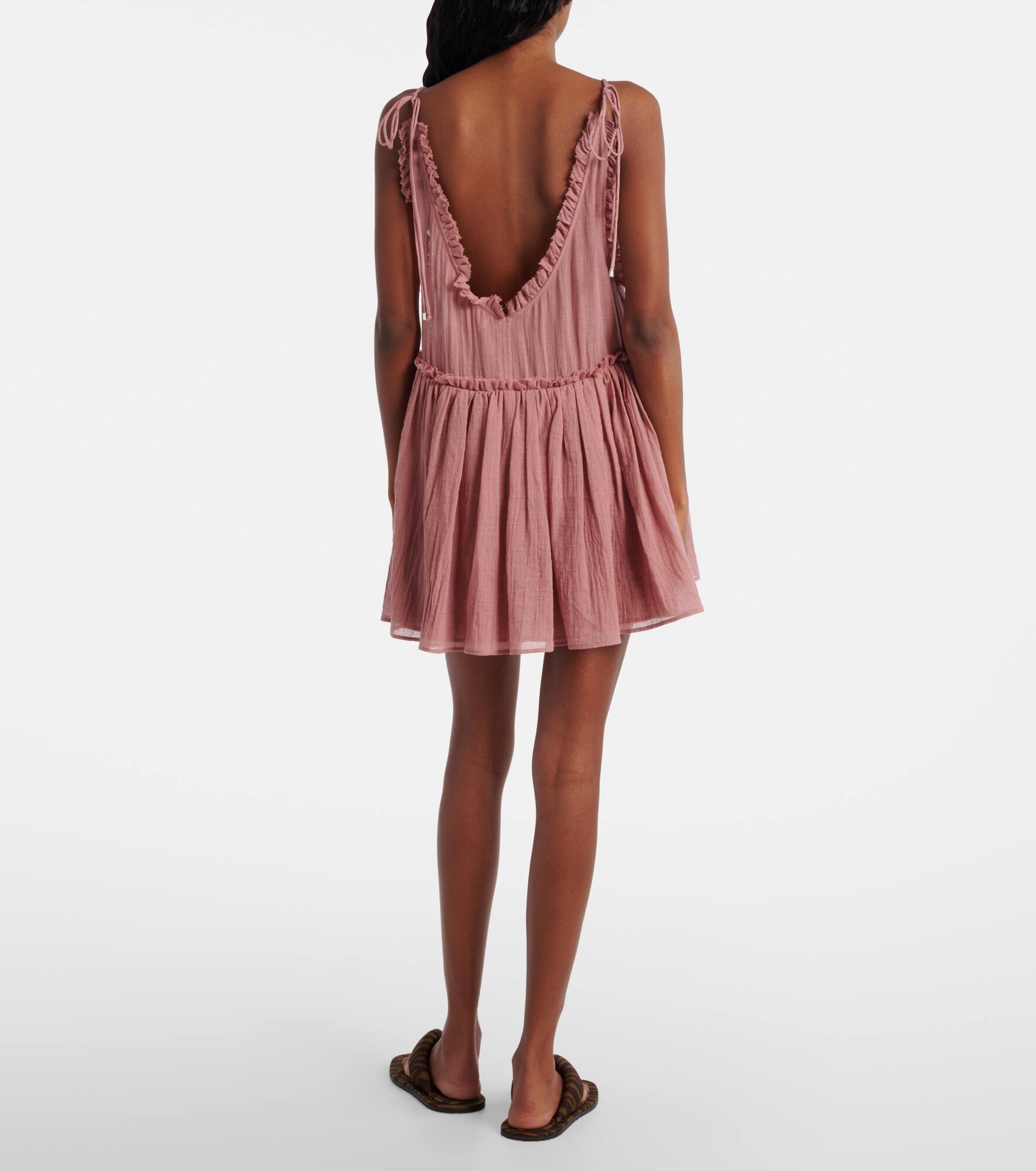 Ruffled cotton gauze minidress - 3