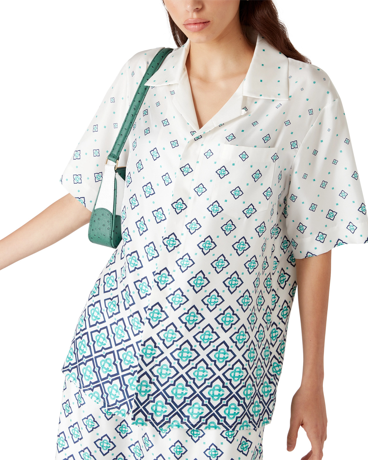 Gradient Monogram Short Sleeve Silk Shirt | Casablanca Paris - 4