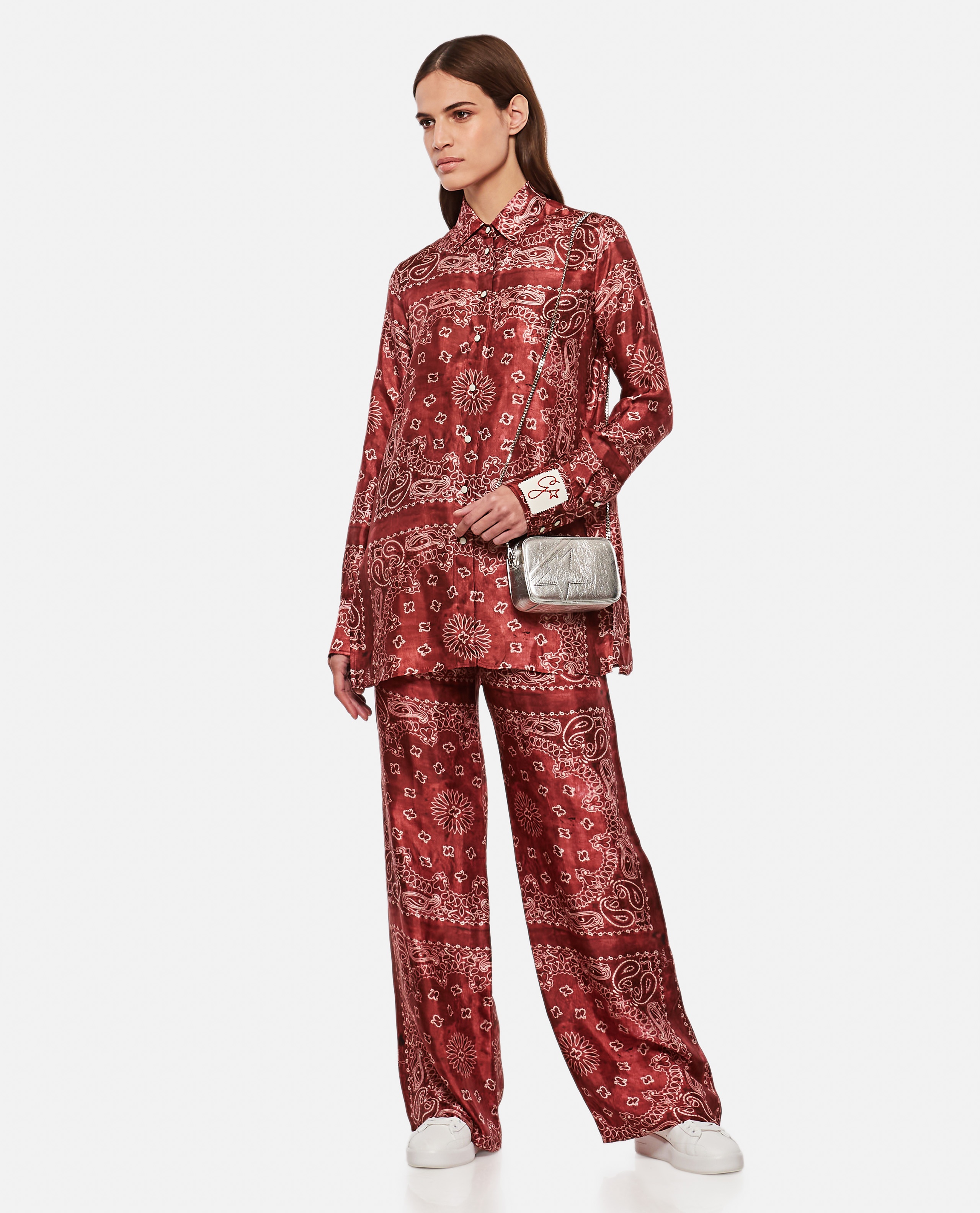 GOLDEN PAISLEY PRINTED VISCOSE TWILL PAJAMA SHIRT - 2